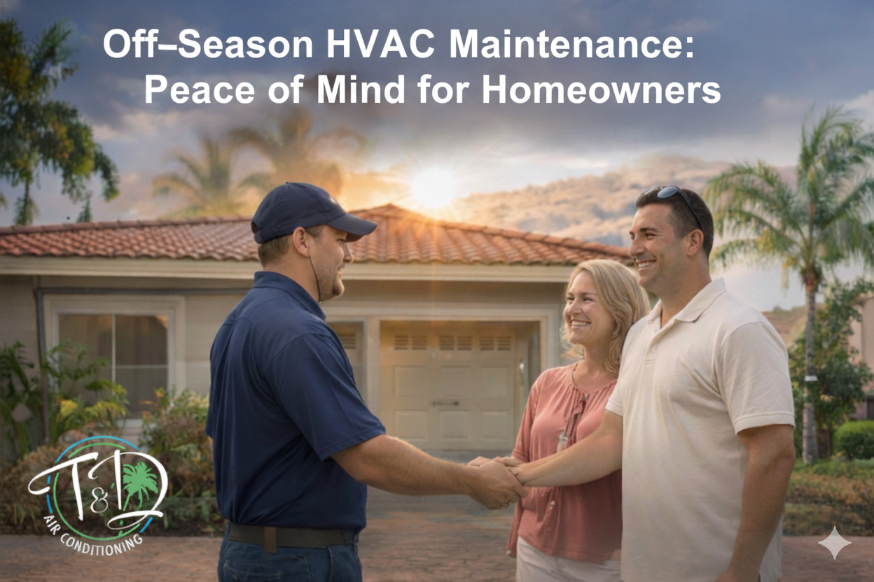 Off-season HVAC maintenance from T & D Air Conditioning, building trust and peace of mind for South Florida homeowners through dependable service and long-term comfort care.