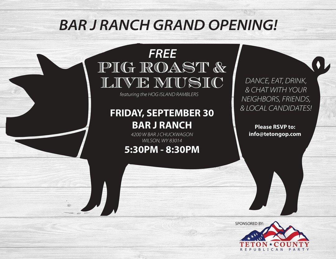 Who's ready to party?!

We are so excited to invite you to join us at the Bar J for a Pig Roast &amp; Live Music event featuring the Hog Island Ramblers. 🐷

Come dance, eat, drink, &amp; chat with your neighbors, friends, and local candidates - all 