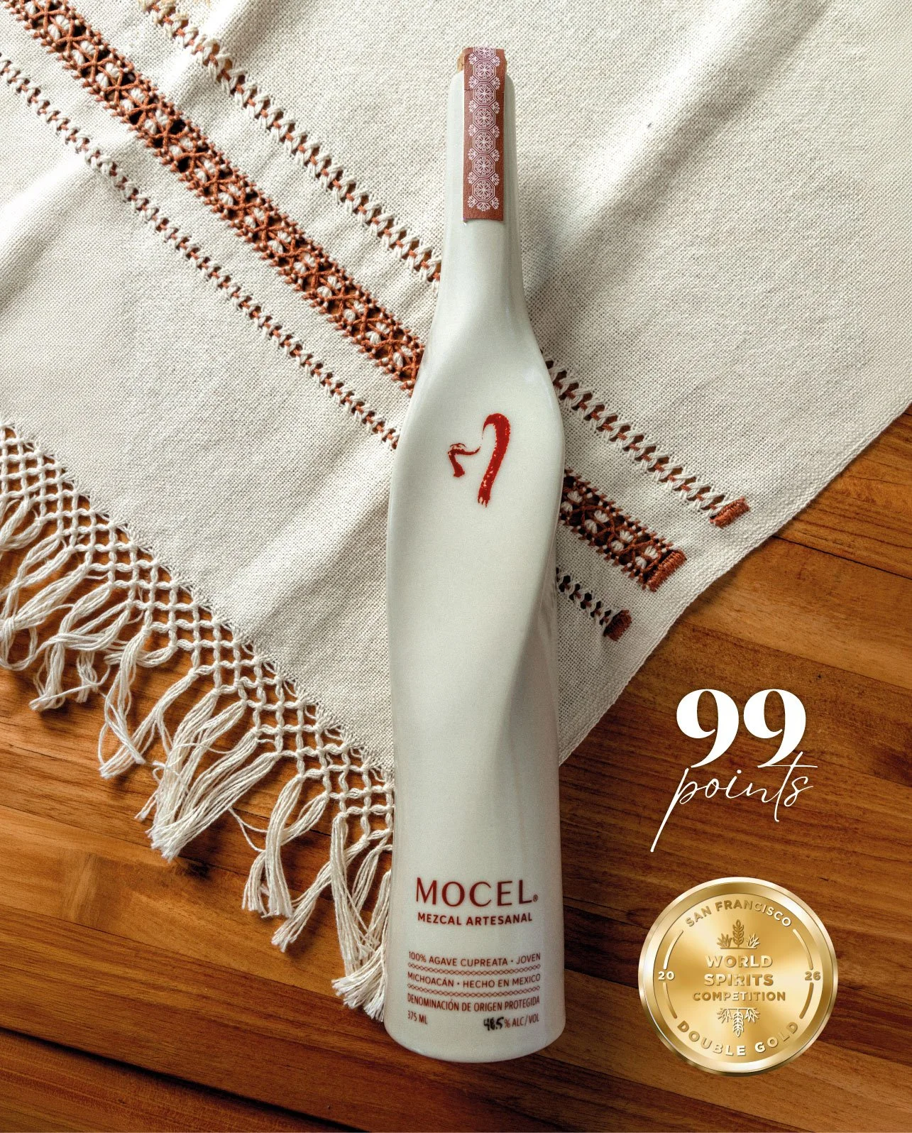 99 Points. Double Gold. 
The Oscars of Spirits were announced. The 2026 San Francisco World Spirits Competition awarded Mocel another Double Gold Medal.

A 99 is about as close to perfect as a mezcal gets. A 99 means every judge at the table agreed o