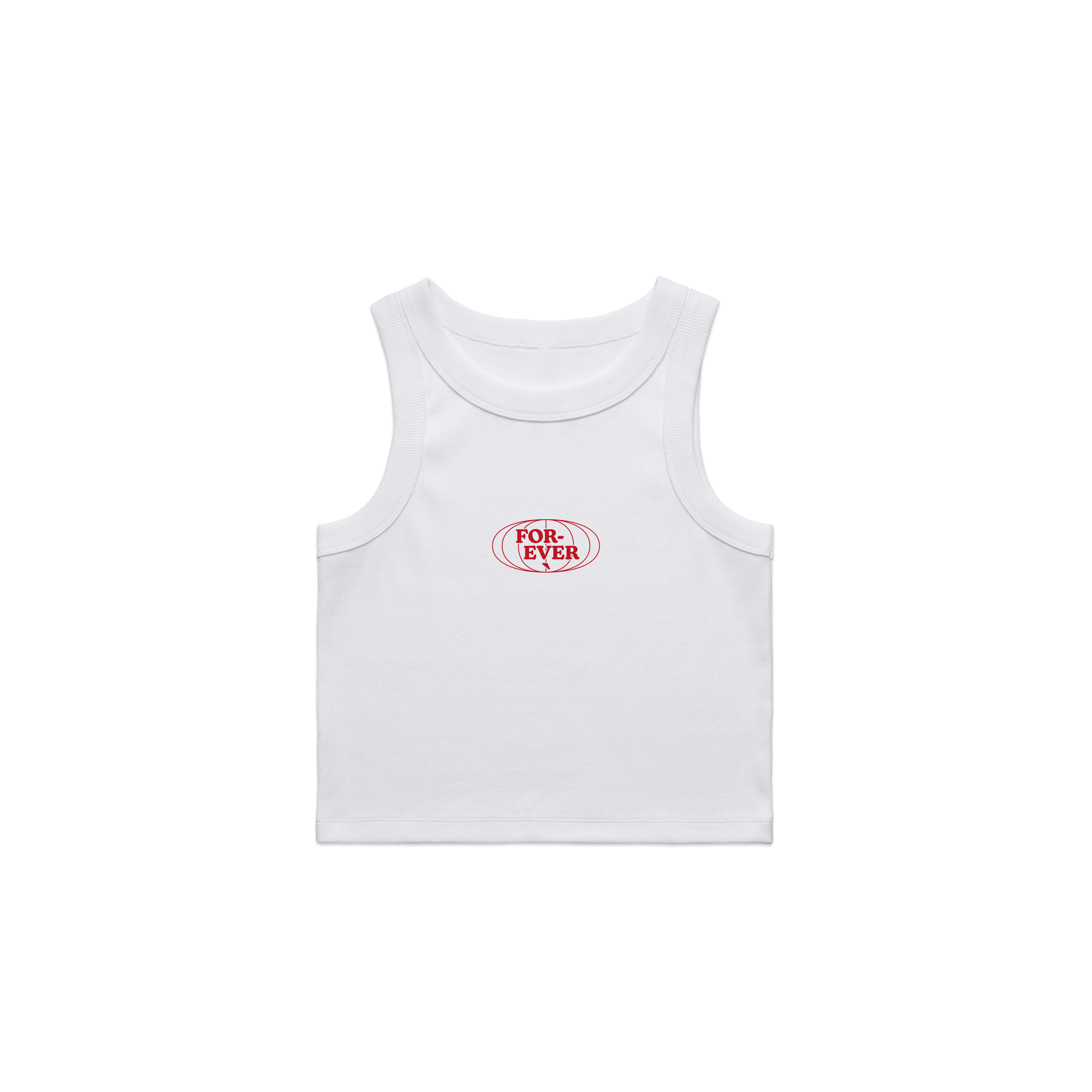 Globe Crop Tank White Front.png