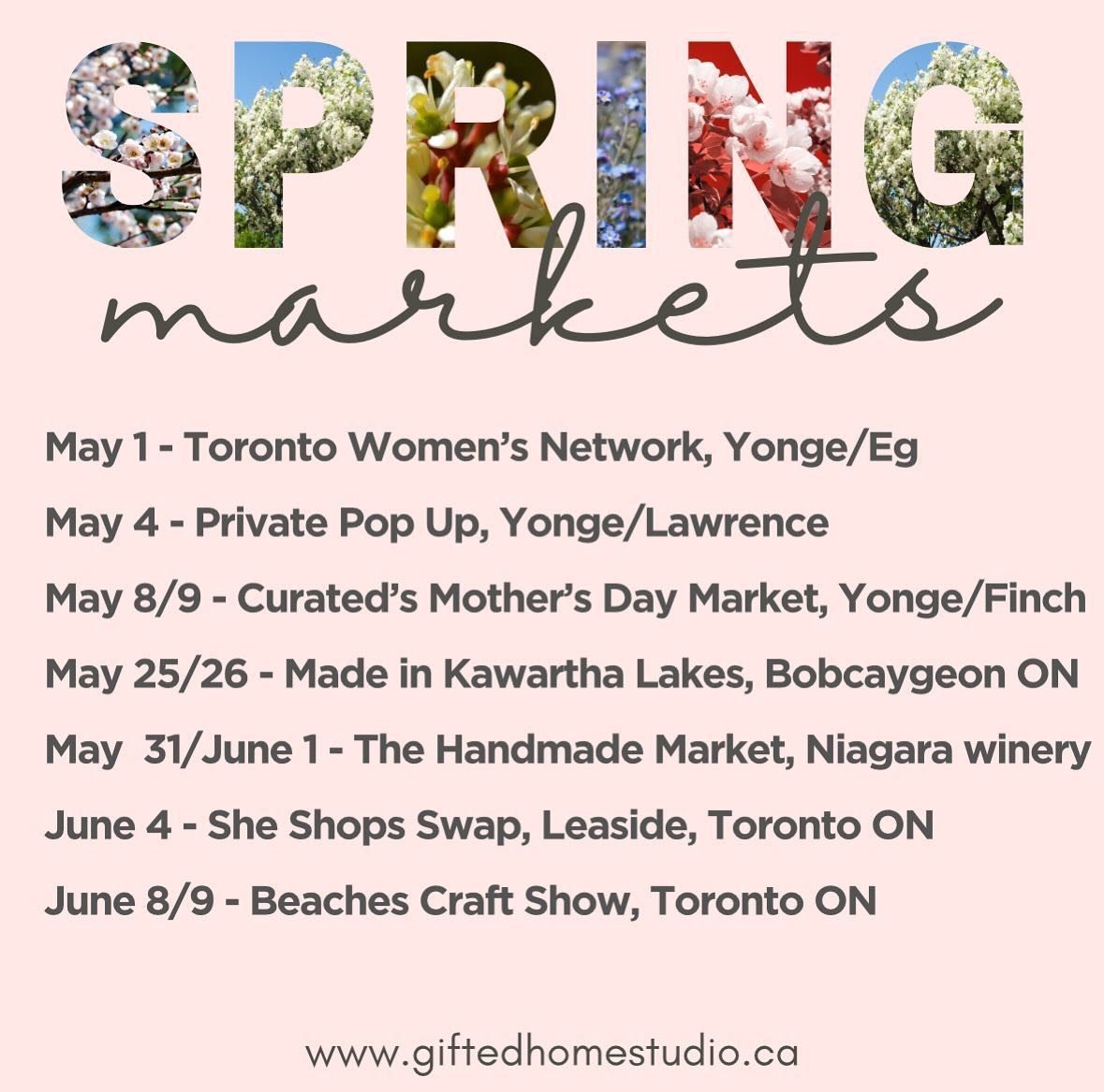 Hope to see you at one of my May/June markets! More details as each date gets closer!