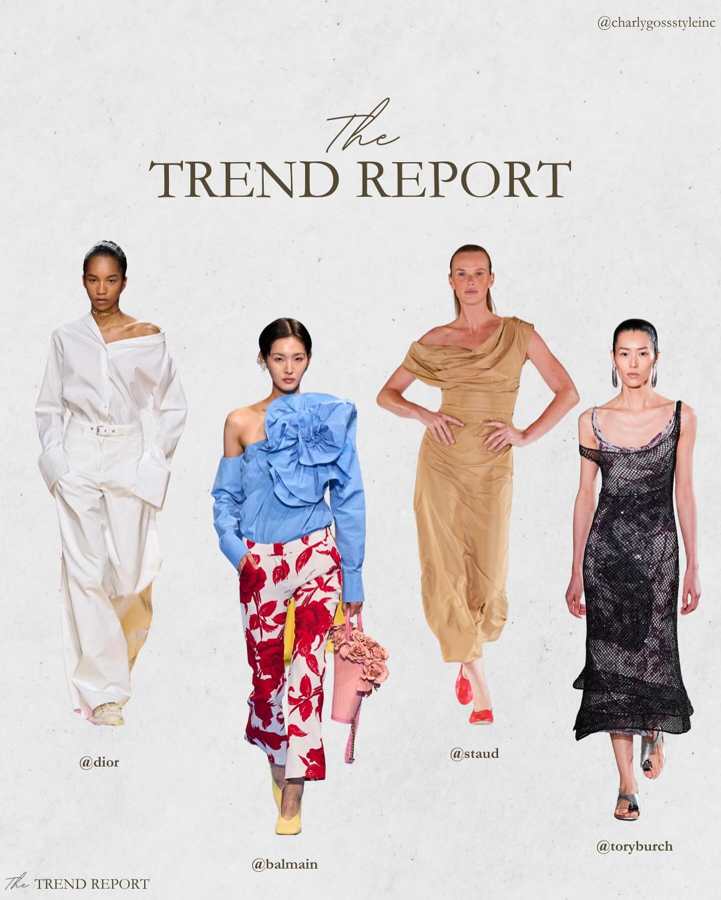 THE TREND REPORT: Off-the-shoulder

The off-the-shoulder silhouette will, without a doubt, be a go-to this spring/summer and will surely stick around for the fall/winter season, too. This trend works with any style&mdash;classic, romantic, edgy, or c