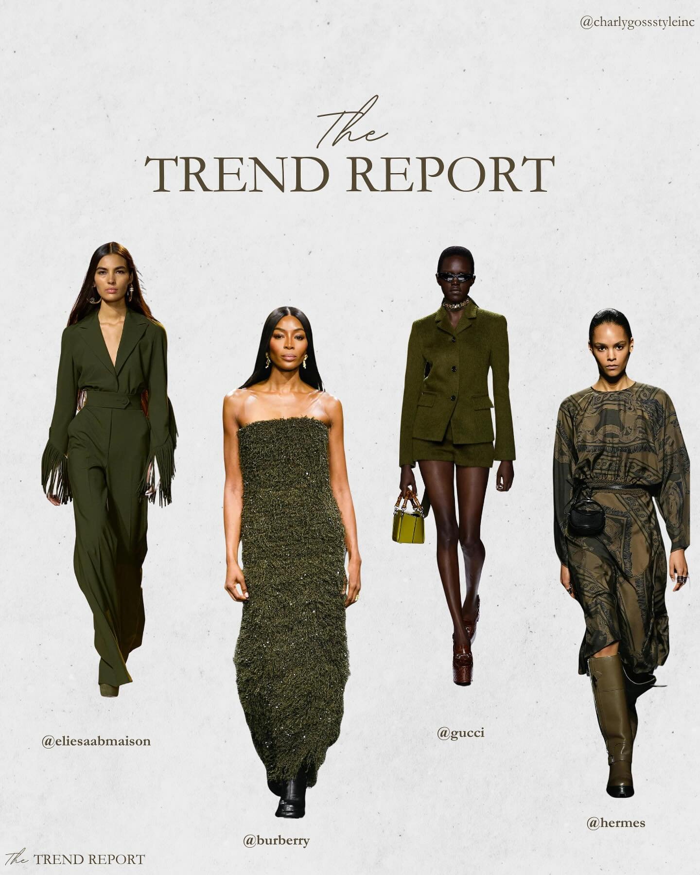 THE TREND REPORT: Olive Green

Olive green is quickly becoming the must-have color for 2024! Not only is it versatile, but this earthy hue is the perfect subtle pop of color that will take you from spring all the way through fall/winter. Wear it head