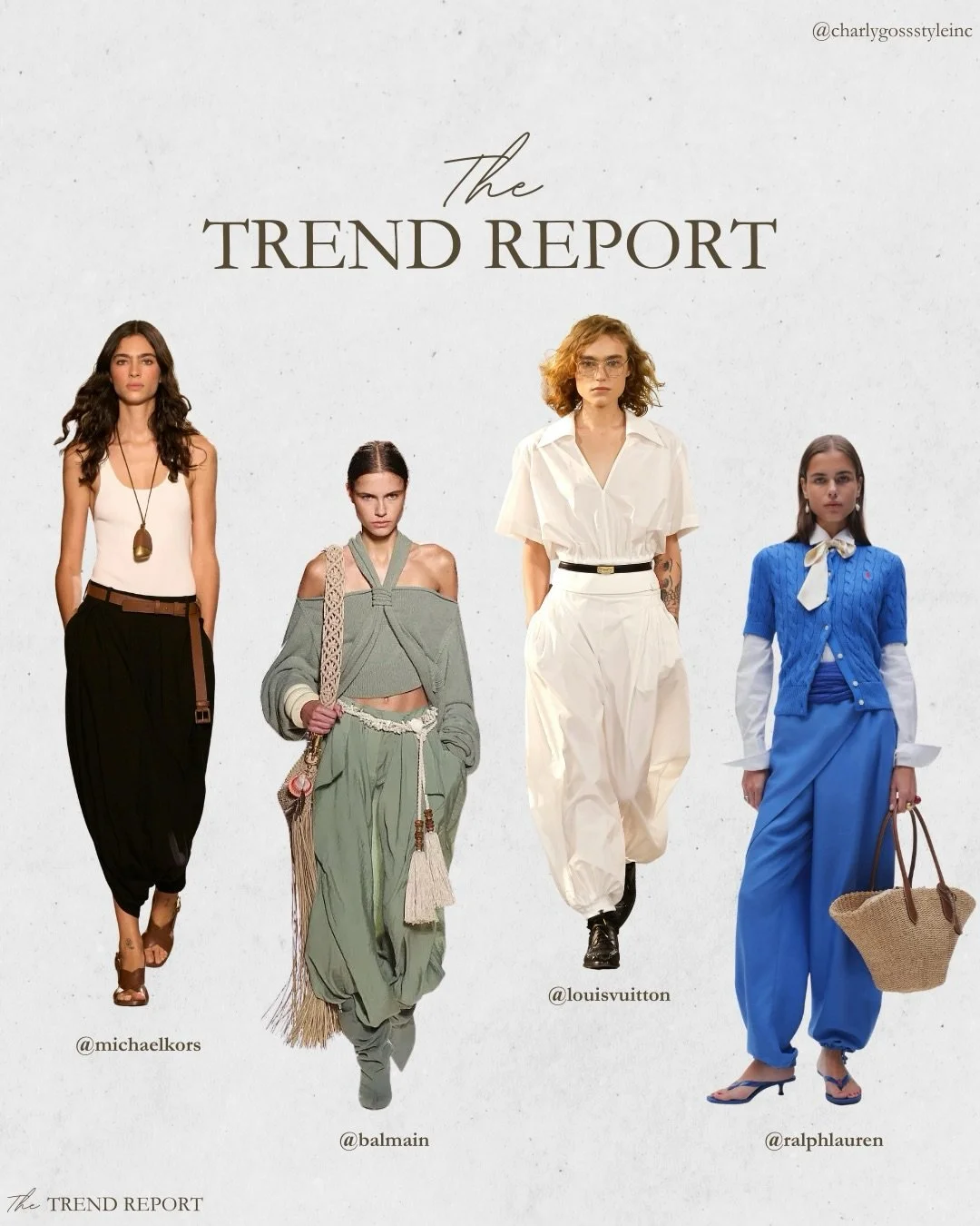 THE TREND REPORT: BALLOON PANTS

Balloon pants have quickly become one of the standout silhouettes for Summer 2026. Designers are giving the voluminous shape a more elevated, wearable feel with tailored fabrics, utility details, and easy movement. Sh