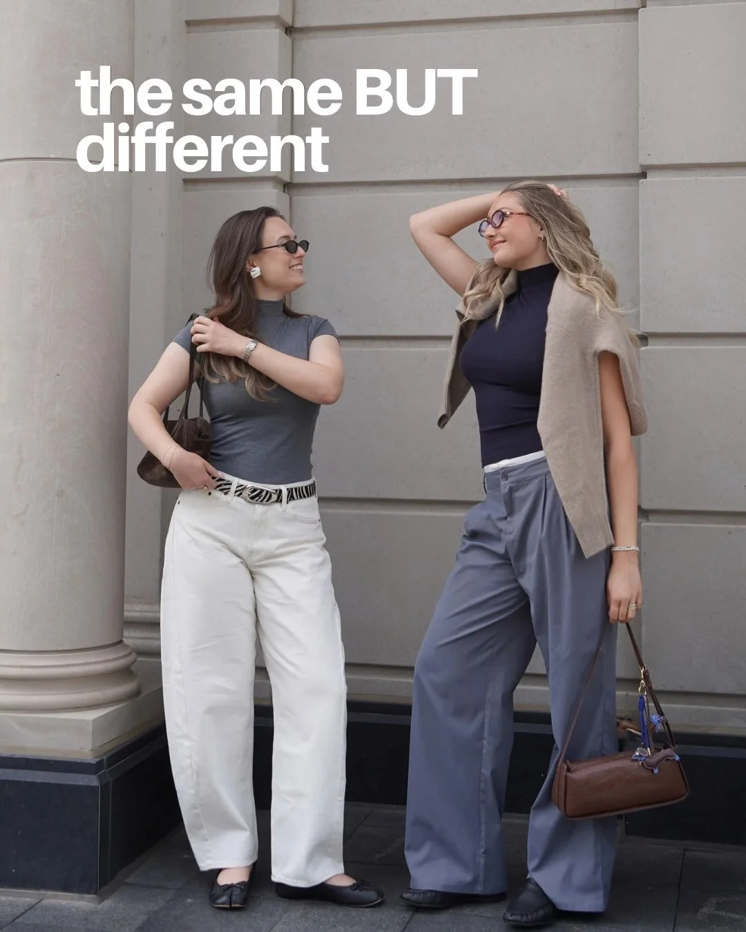 The same BUT different.

These outfits are the perfect example of how Miranda and Erin can both wear the same piece while still showcasing their own unique personal style.

And THIS is exactly why a capsule wardrobe is so important.

Your capsule war