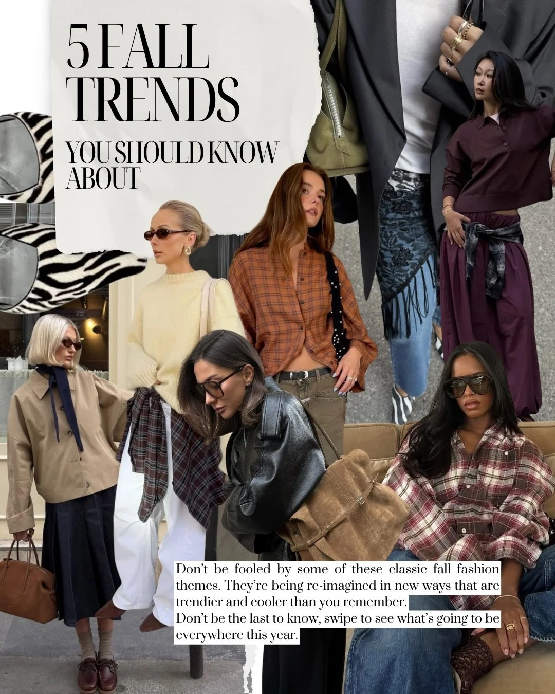5 Fall Trends You Should Know About &mdash;

1. Pretty in Plaid
2. Power Purple
3. All About Suede
4. Zazzy Zebra 
5. Must-Have Midi

Swipe to see how we&rsquo;re styling them all, and where we got inspo for this seasons coolest trends.

#styleguide 