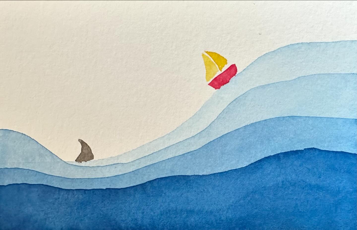 A little boat on waves painted on a postcard. From the book No-Fail Watercolor. 

#letsmakeartwatercolor #letsmakeart #watercolor #watercolorpainting