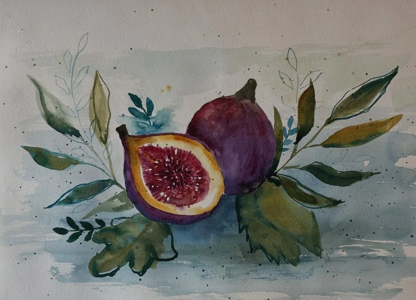 I painted the bonus figs tutorial from @letsgomakeart. I really like the colors in this one and appreciated the extra tutorials for September. 

#letsmakeart #letsmakeartwatercolor #watercolor #watercolorpainting