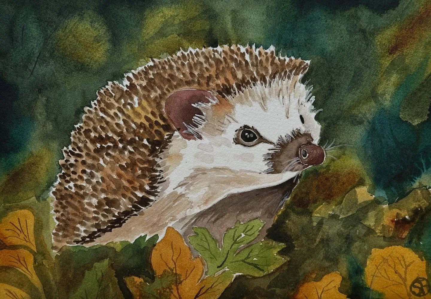 I painted the hedgehog tutorial from @letsgomakeart. He turned out so cute. I like all the rich greens in the background. 

#letsmakeart #letsmakeartwatercolor #watercolor #watercolorpainting