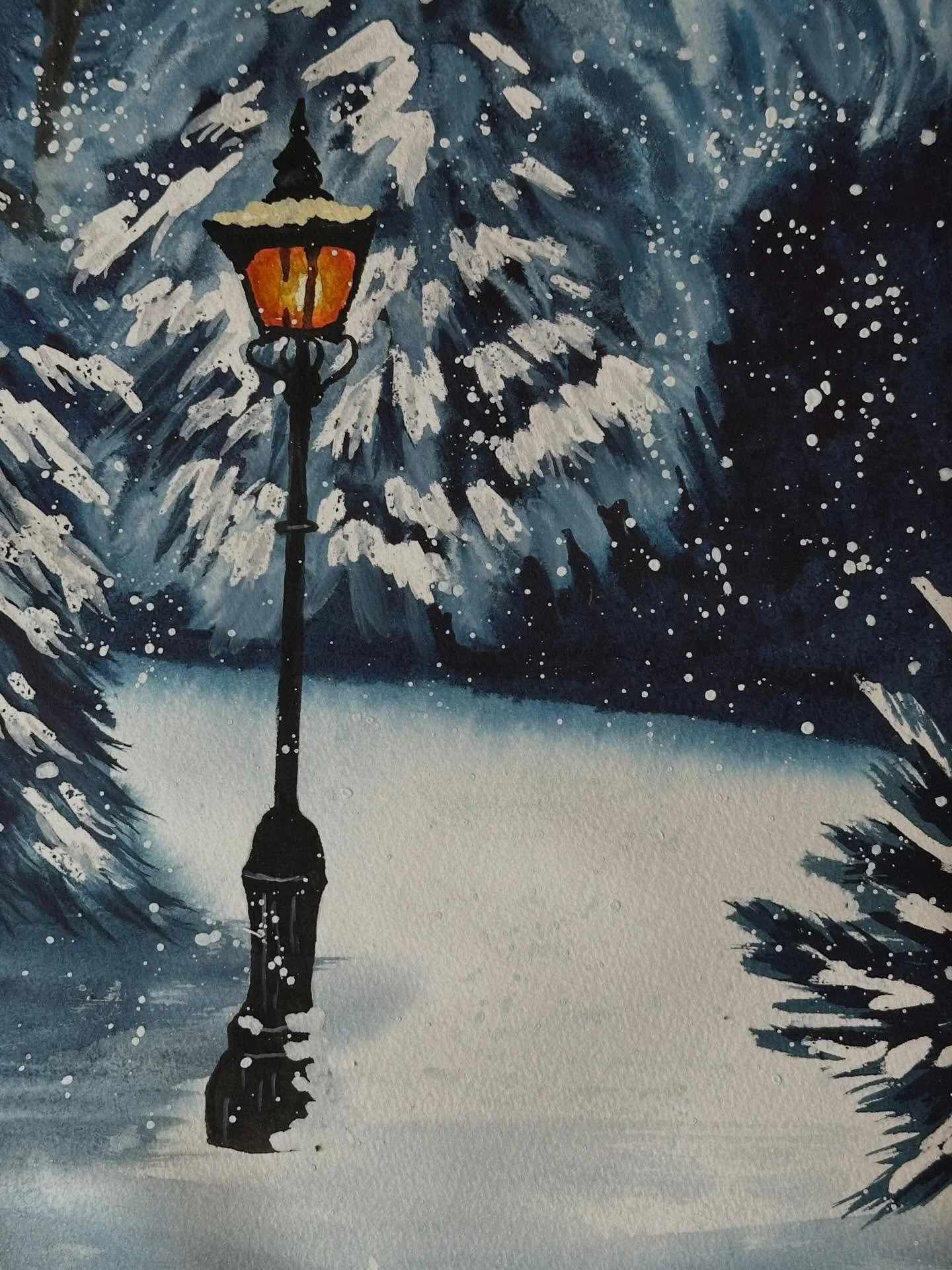 I painted the winter lamp post tutorial from @letsgomakeart.