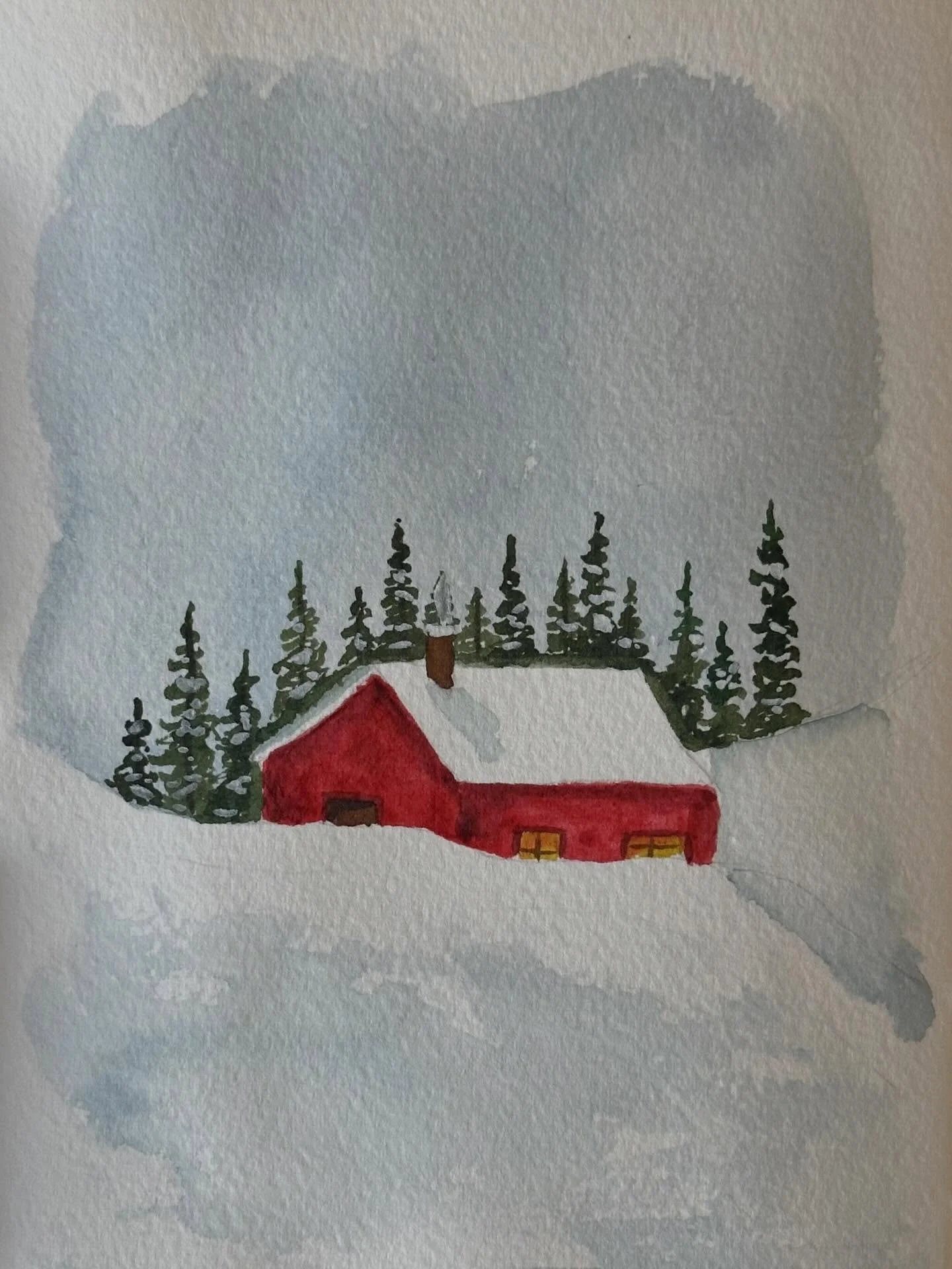The most adorable little cabin painted from a @letsgomakeart tutorial. Almost makes me want to be snowed in.