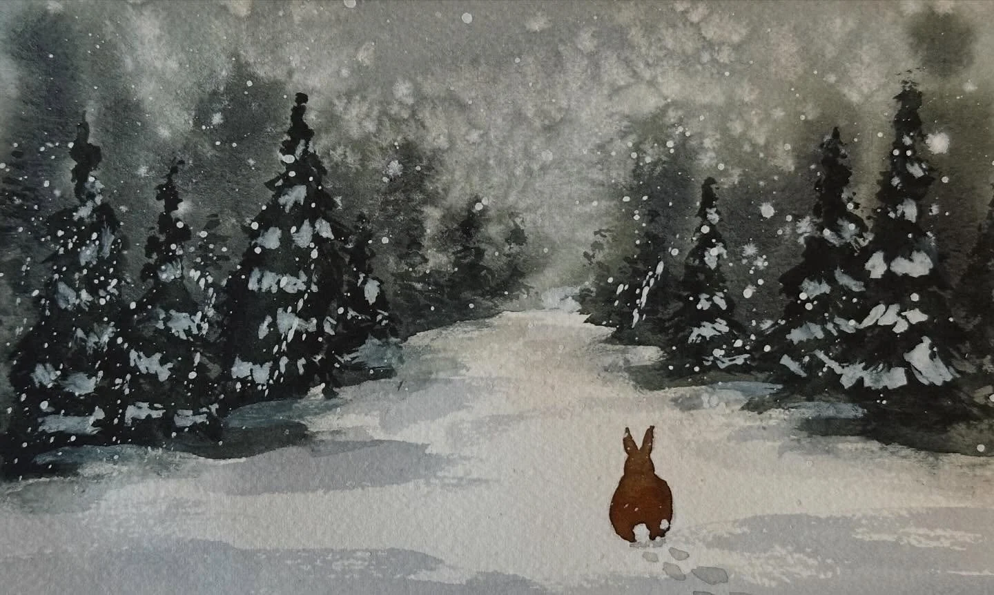 I painted this adorable winter scene from a @letsgomakeart tutorial. We got some snow flurries today, but it didn&rsquo;t amount to anything. 

#letsmakeart #letsmakeartwatercolor #watercolor #watercolorpainting