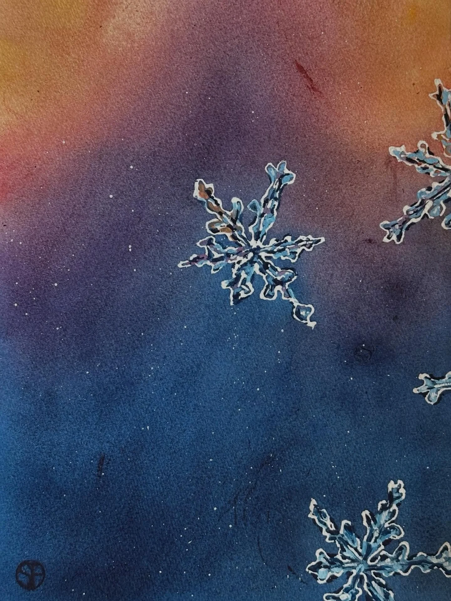 I painted the snowflake tutorial from @letsgomakeart. I decided to just paint the snowflakes and not the frost. 

#letsmakeart #letsmakeartwatercolor #watercolor #watercolorpainting