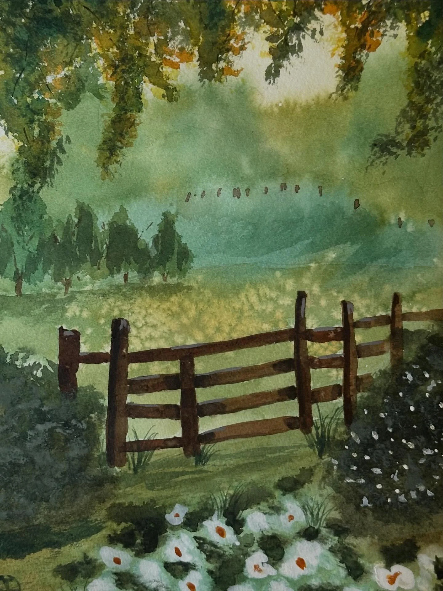 I painted the Anne of Green Gables Meadow tutorial from @letsgomakeart. 

#letsmakeart #letsmakeartwatercolor #watercolor #watercolorpainting