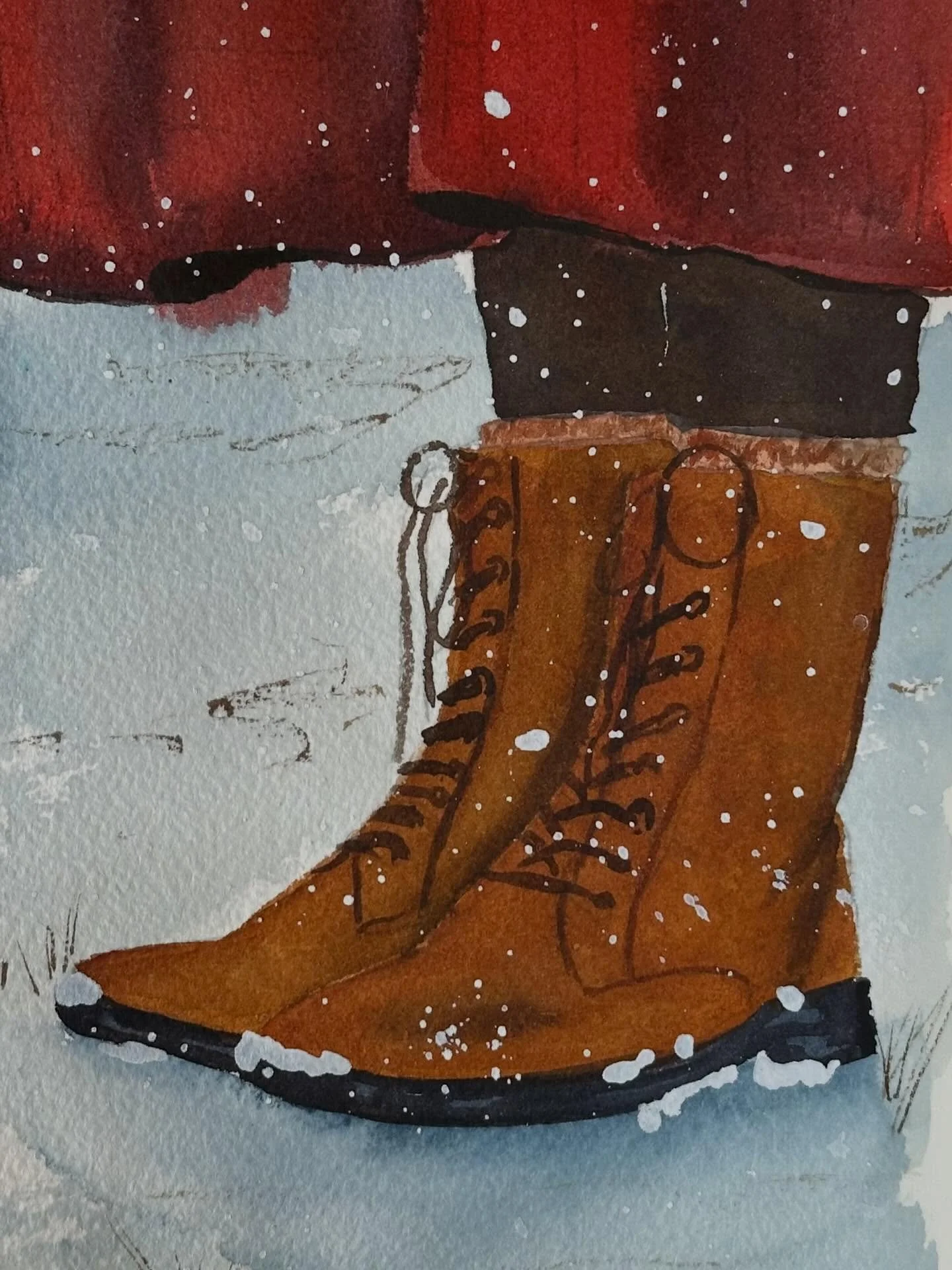 I painted the Winter Boots tutorial from @letsgomakeart. We are having a colder day today and we got a little bit of snow. Just enough to make everything look pretty for a bit. Then we are moving on to hot weather at the end of the week. 

#letsmakea
