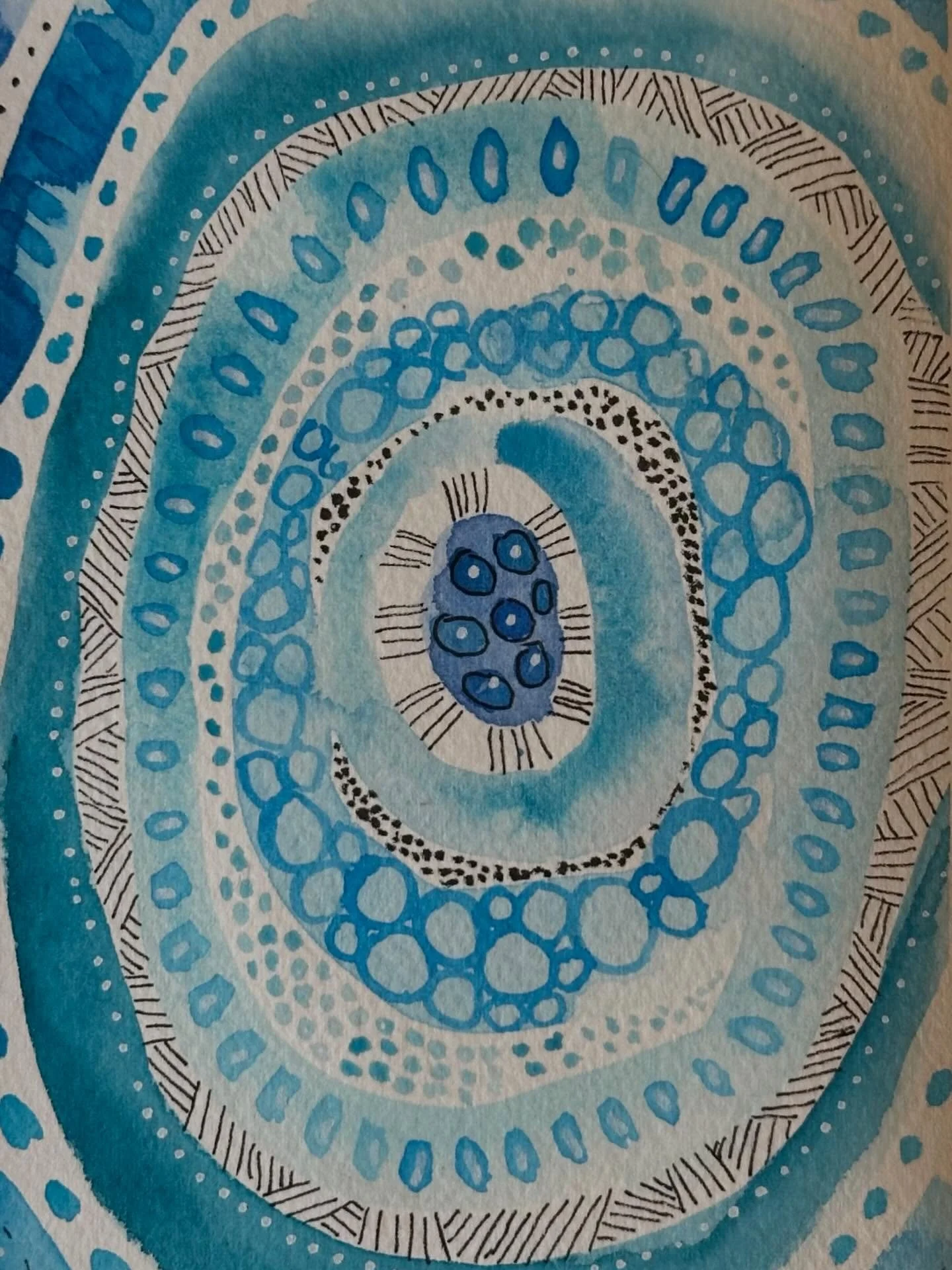 I painted the concentric circles project from the book Creative Abstract Watercolor. Decided to try it in both blues and oranges. Lots of fun patterns with this one 

#letsmakeart #letsmakeartwatercolor #watercolor #watercolorpainting