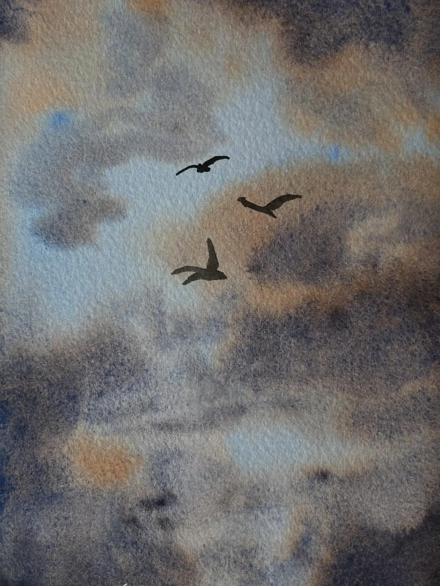 I painted the spring clouds tutorial from @letsgomakeart in my watercolor journal. This one uses tundra violet, which is a fun color. I really enjoy the @schmincke_official super granulating watercolor paints. 

#letsmakeart #letsmakeartwatercolor #w