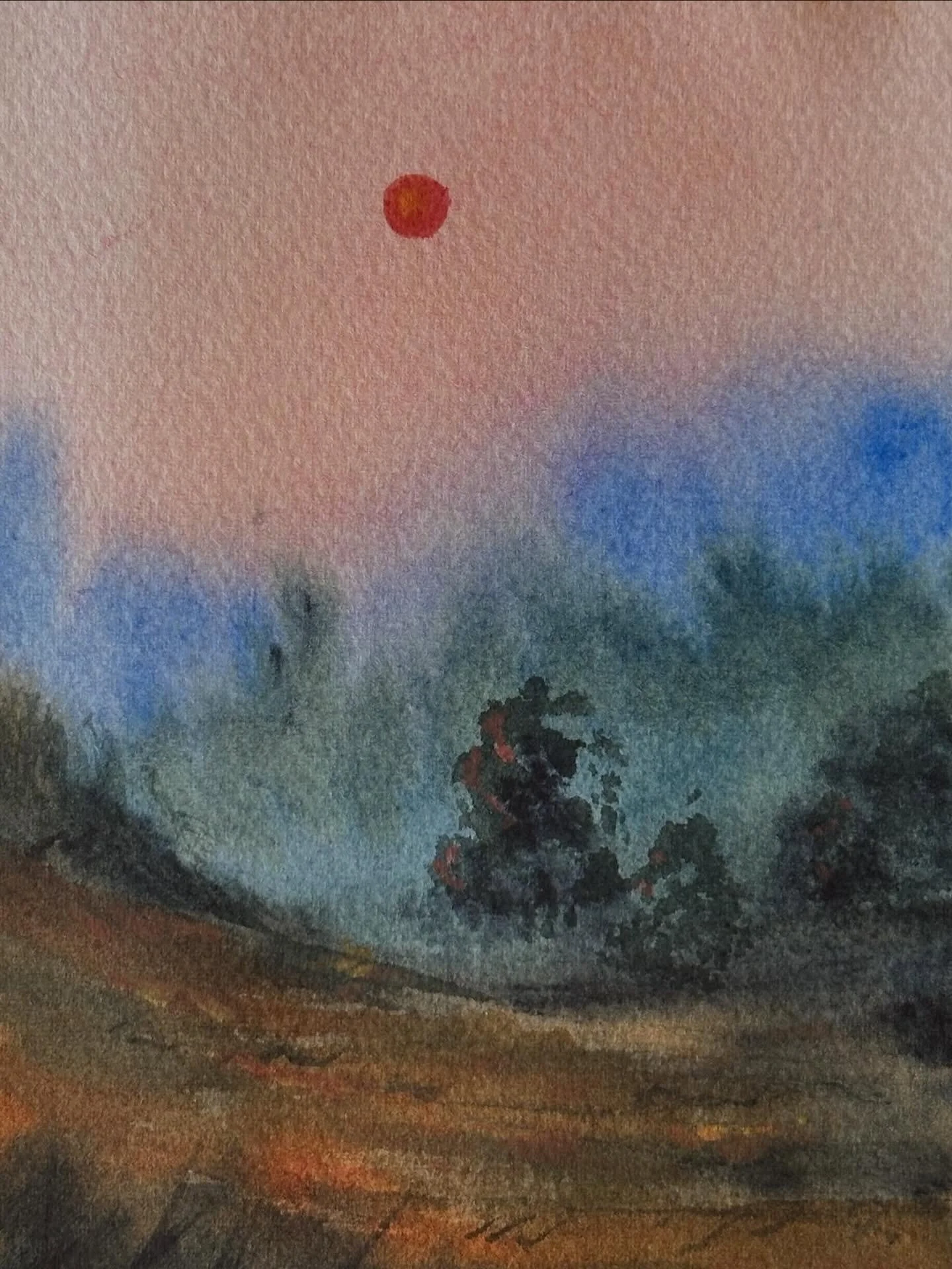I painted the soft morning tutorial from @letsgomakeart in my watercolor journal. I like how hazy and warm this scene looks. 

#letsmakeart #letsmakeartwatercolor #watercolor #watercolorpainting