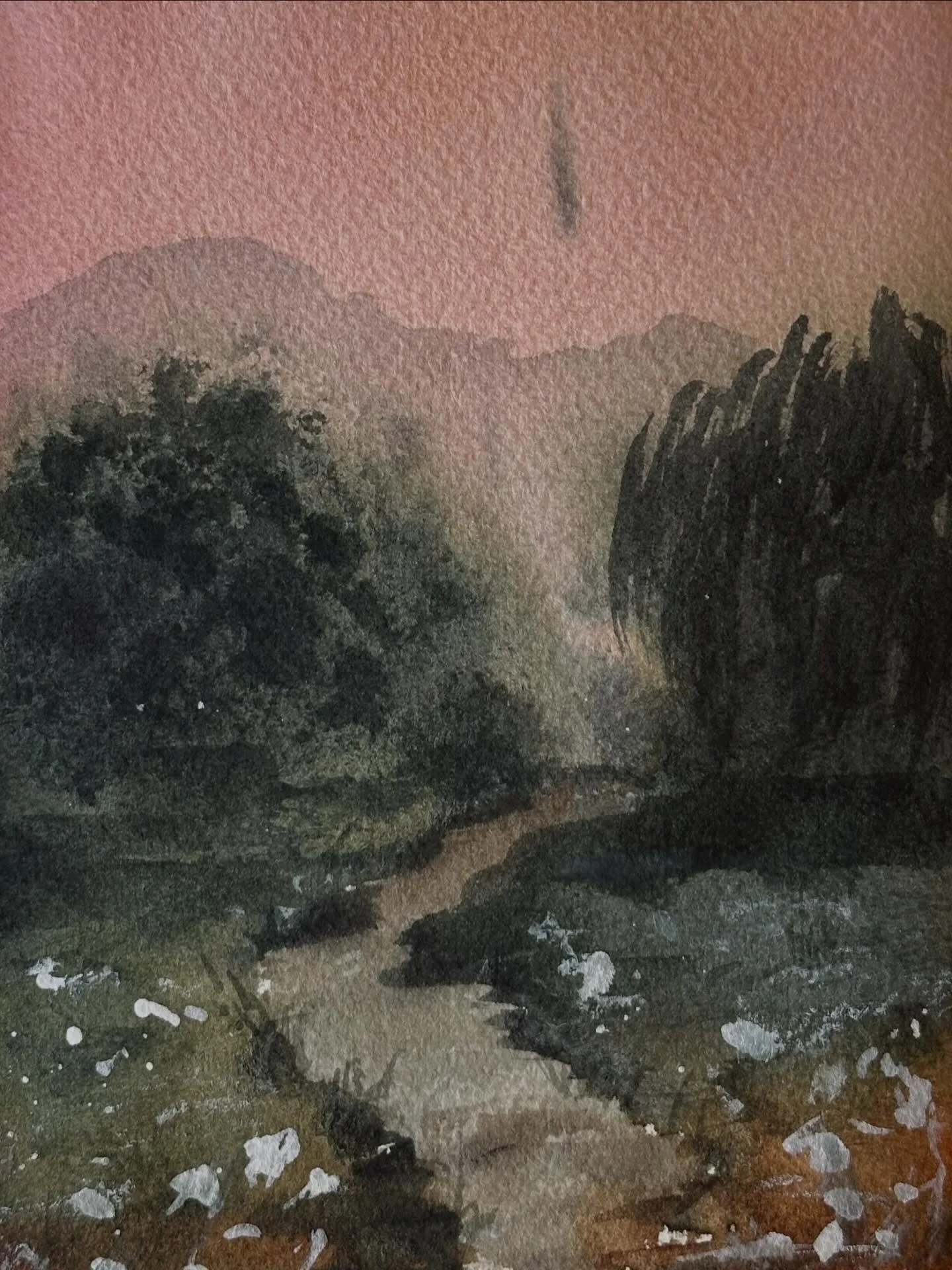 I painted the pathway tutorial from @letsgomakeart in my watercolor journal. While I mostly like how this one turned out, I did have a hard time with it while painting. And I accidentally got some green in my sky. 

#letsmakeart #letsmakeartwatercolo