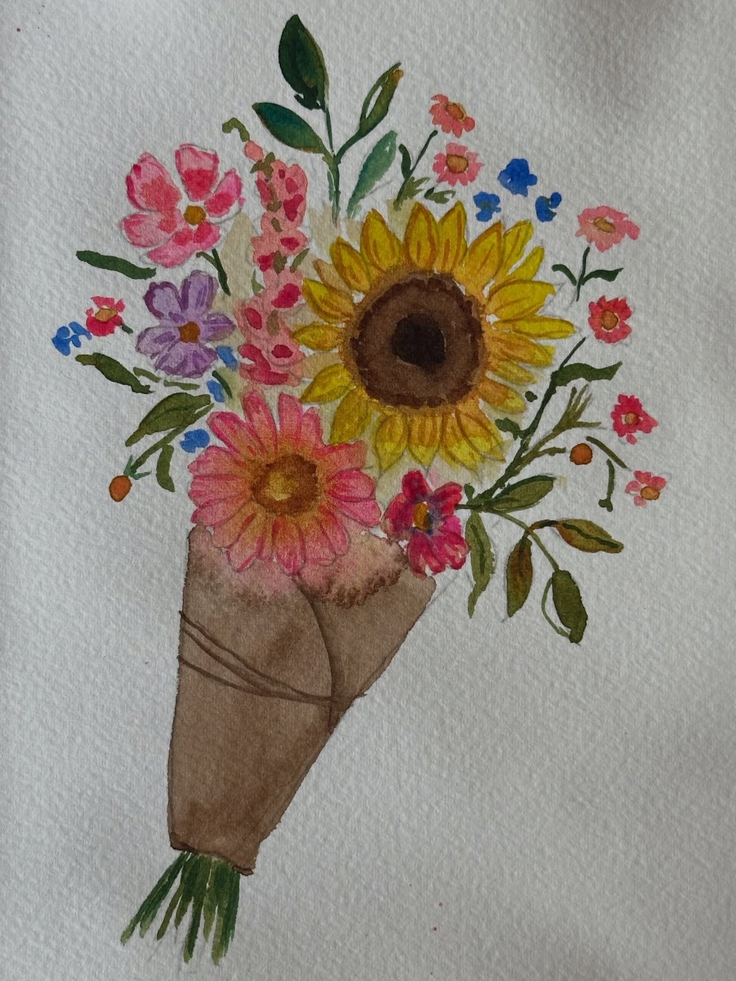 I painted the spring bouquet tutorial from @letsgomakeart. 

#letsmakeart #letsmakeartwatercolor #watercolor #watercolorpainting