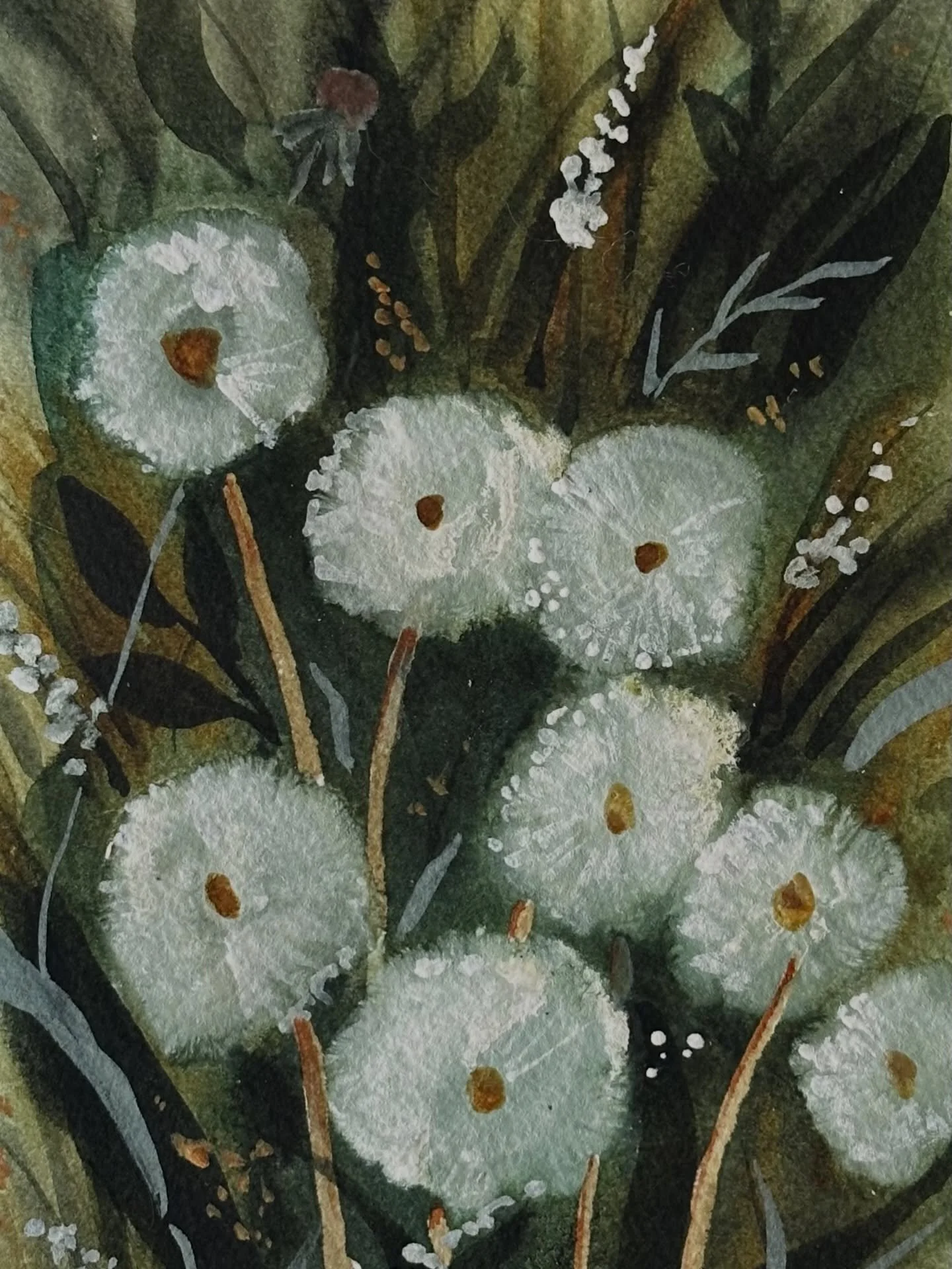 I painted the dandelions tutorial from @letsgomakeart in my watercolor journal. I got a little overenthusiastic with my dandelions. One in the lower right was supposed to have its seeds blown off, but I liked making the dandelions so much that I made