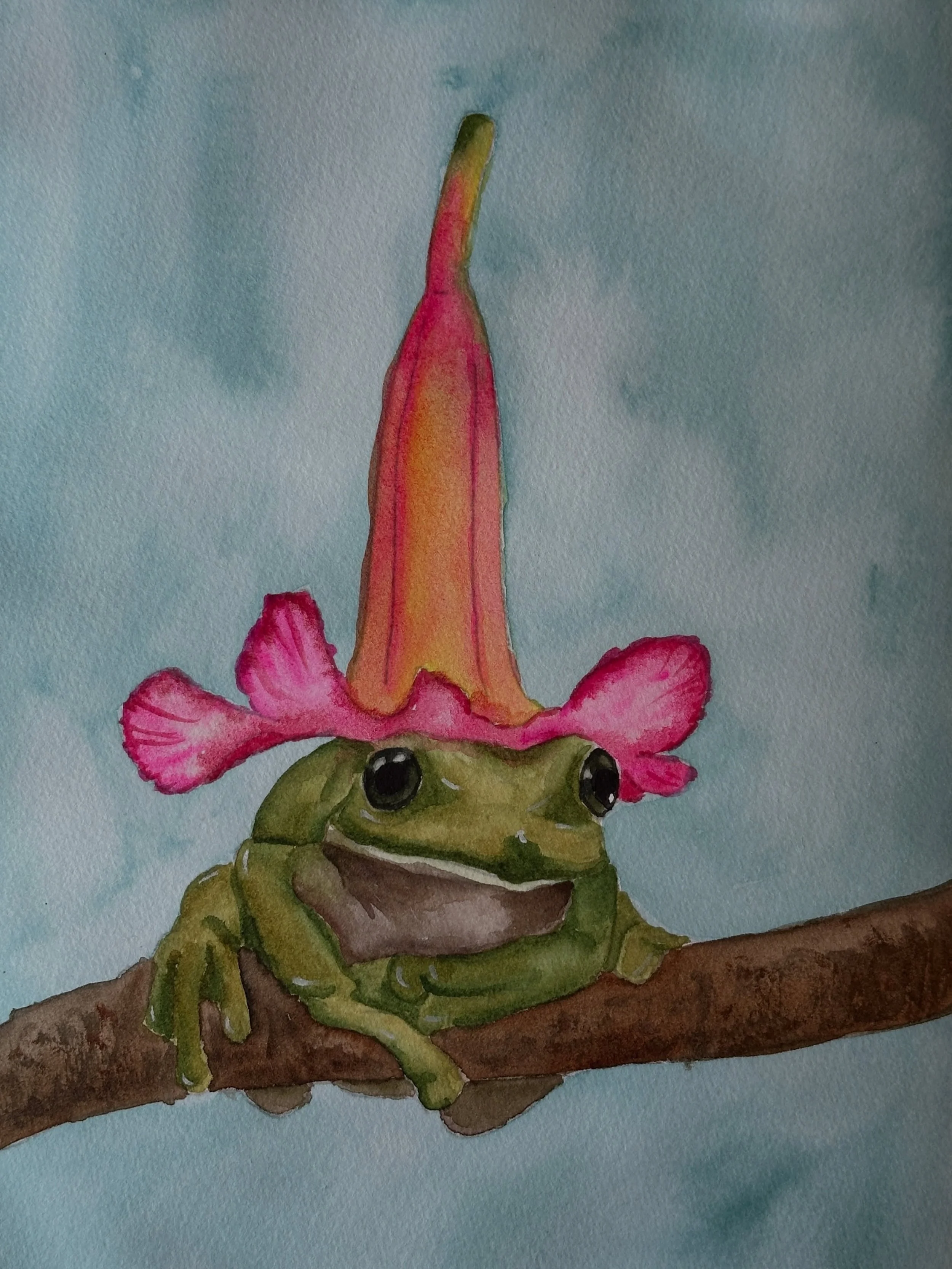 I painted the friendly frog tutorial from @letsgomakeart. I think he looks like he&rsquo;s had a long day. 

#letsmakeart #letsmakeartwatercolor #watercolor #watercolorpainting