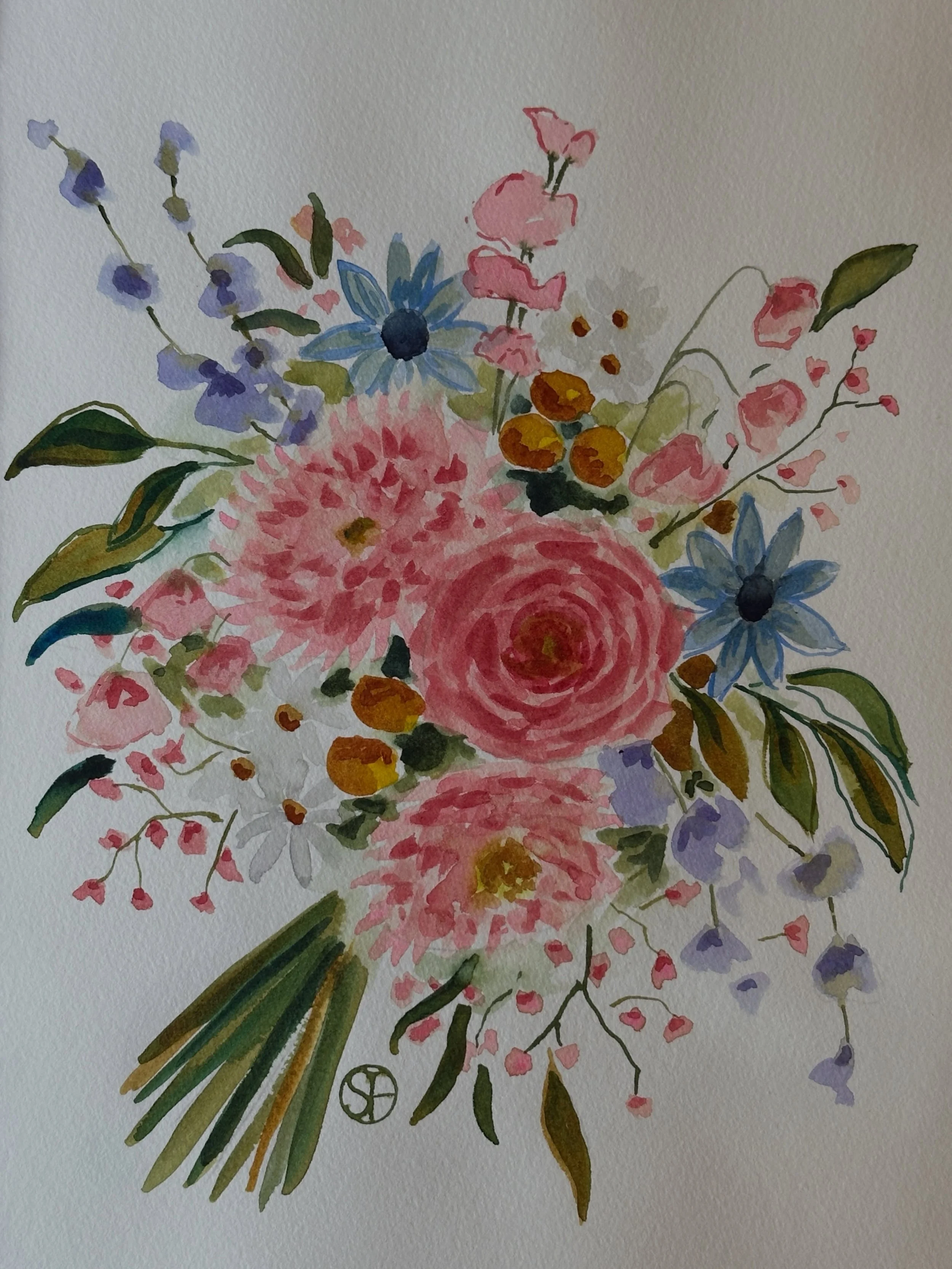 I painted the market florals tutorial from @letsgomakeart. This is a lovely spring bouquet. 

#letsmakeart #letsmakeartwatercolor #watercolor #watercolorpainting