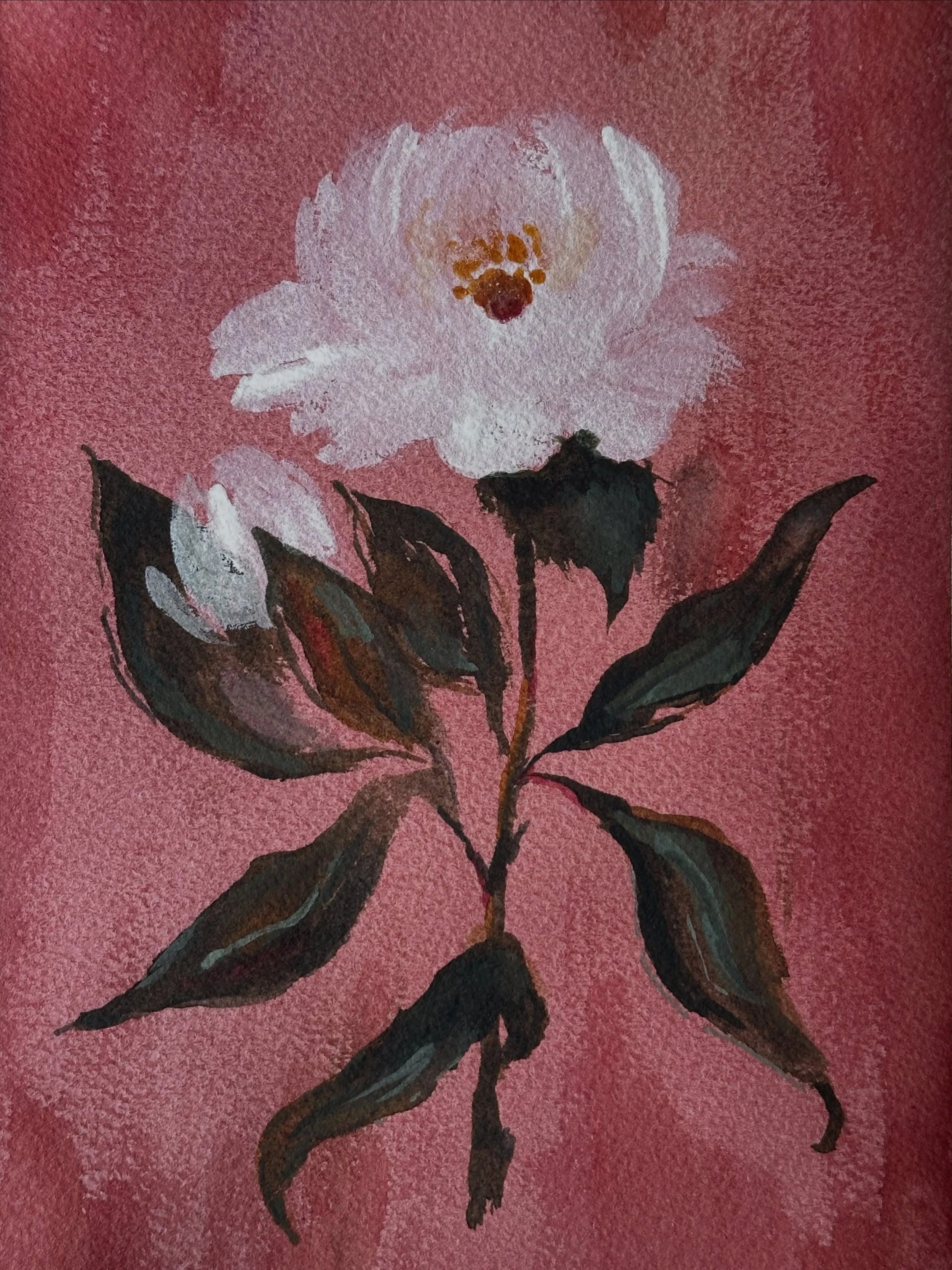 I painted the white flower tutorial from @letsgomakeart. I went with a darker background. I really like the dusty rose color used. 

#letsmakeart #letsmakeartwatercolor #watercolor #watercolorpainting