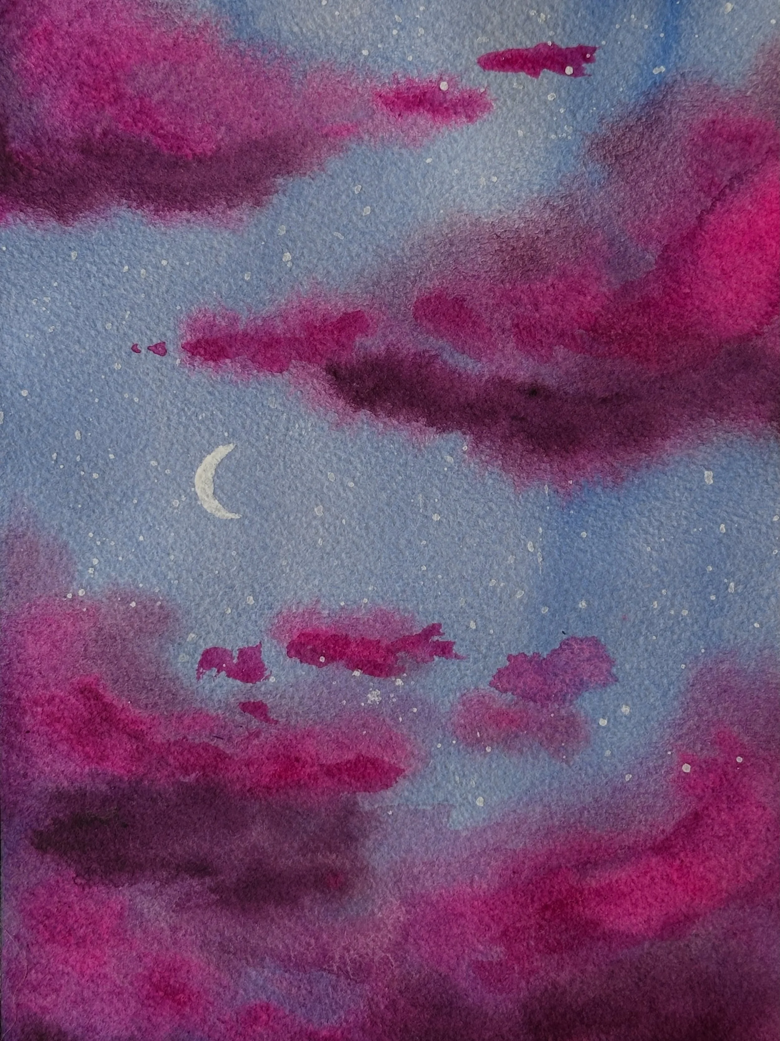 I painted the pink purple clouds tutorial from @letsgomakeart. Opera pink is a fun color to paint with. 

#letmakeart #letsmakeartwatercolor #watercolor #watercolorpainting