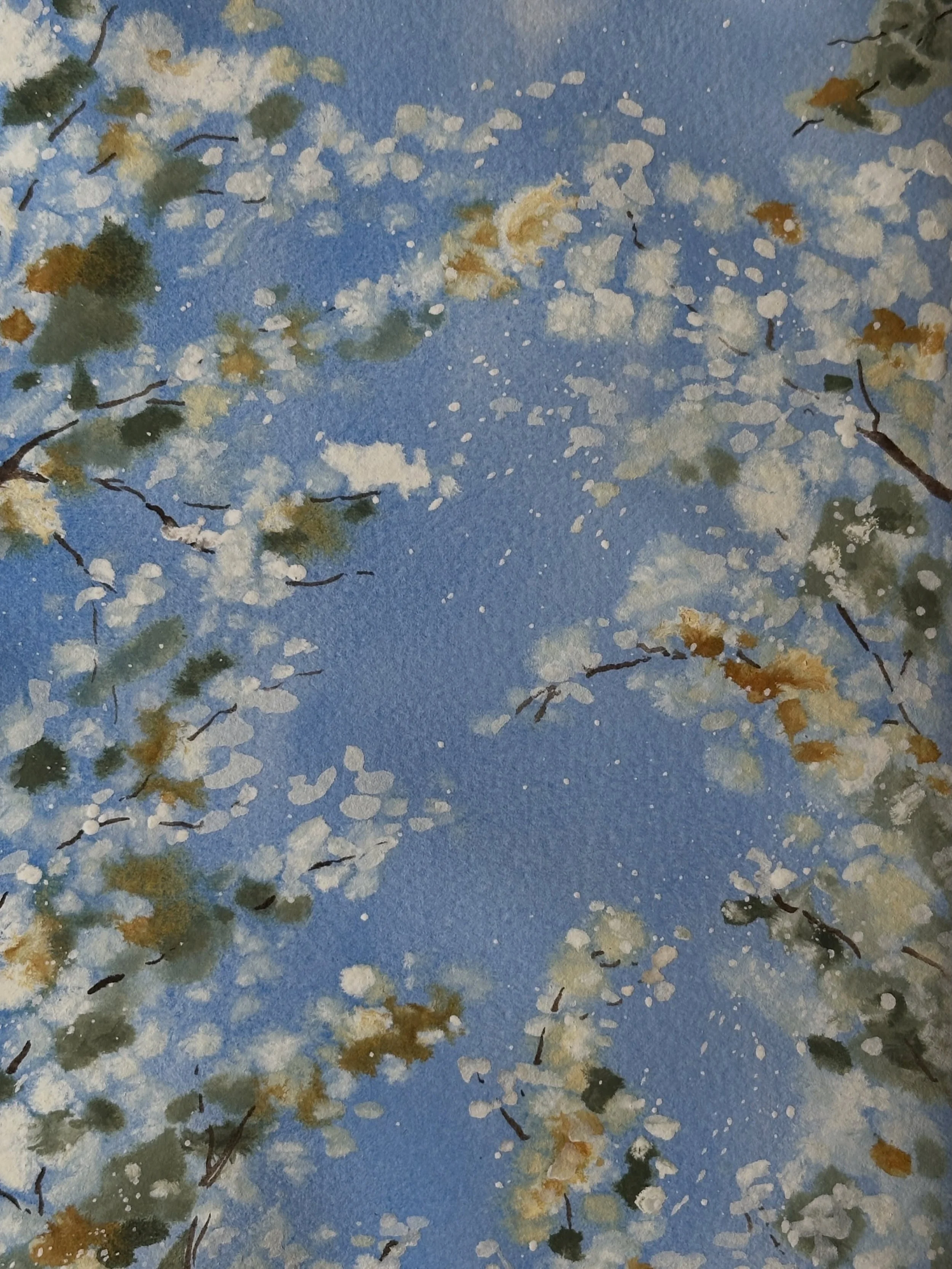 I painted the white blossoms tutorial from @letsgomakeart. I like that this one has a very sunny spring feeling to it. 

#letsmakeart #letsmakeartwatercolor #watercolor #watercolorpainting