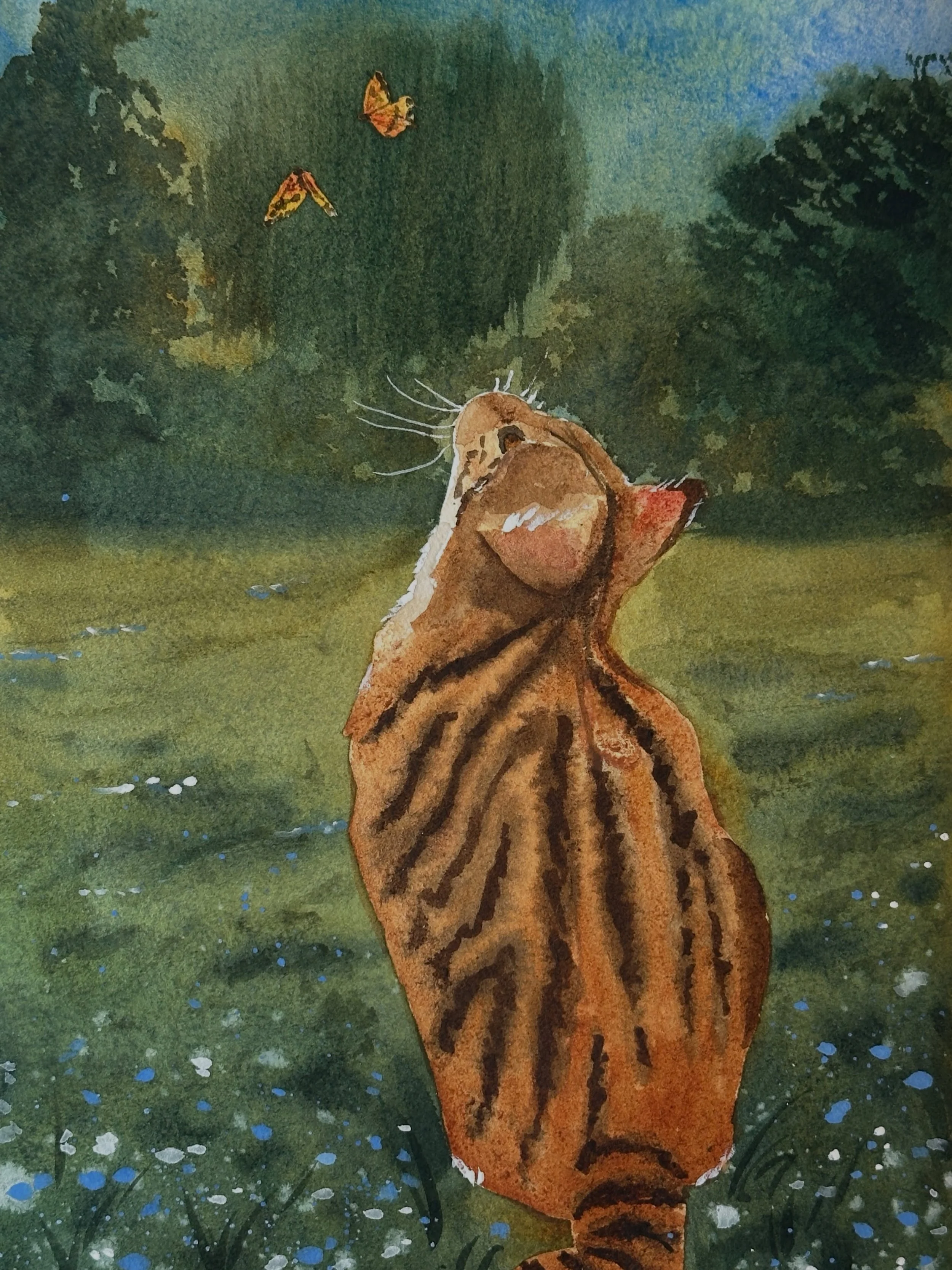 I painted the spring cat tutorial from @letsgomakeart. 

#letsmakeart #letsmakeartwatercolor #watercolor #watercolorpainting