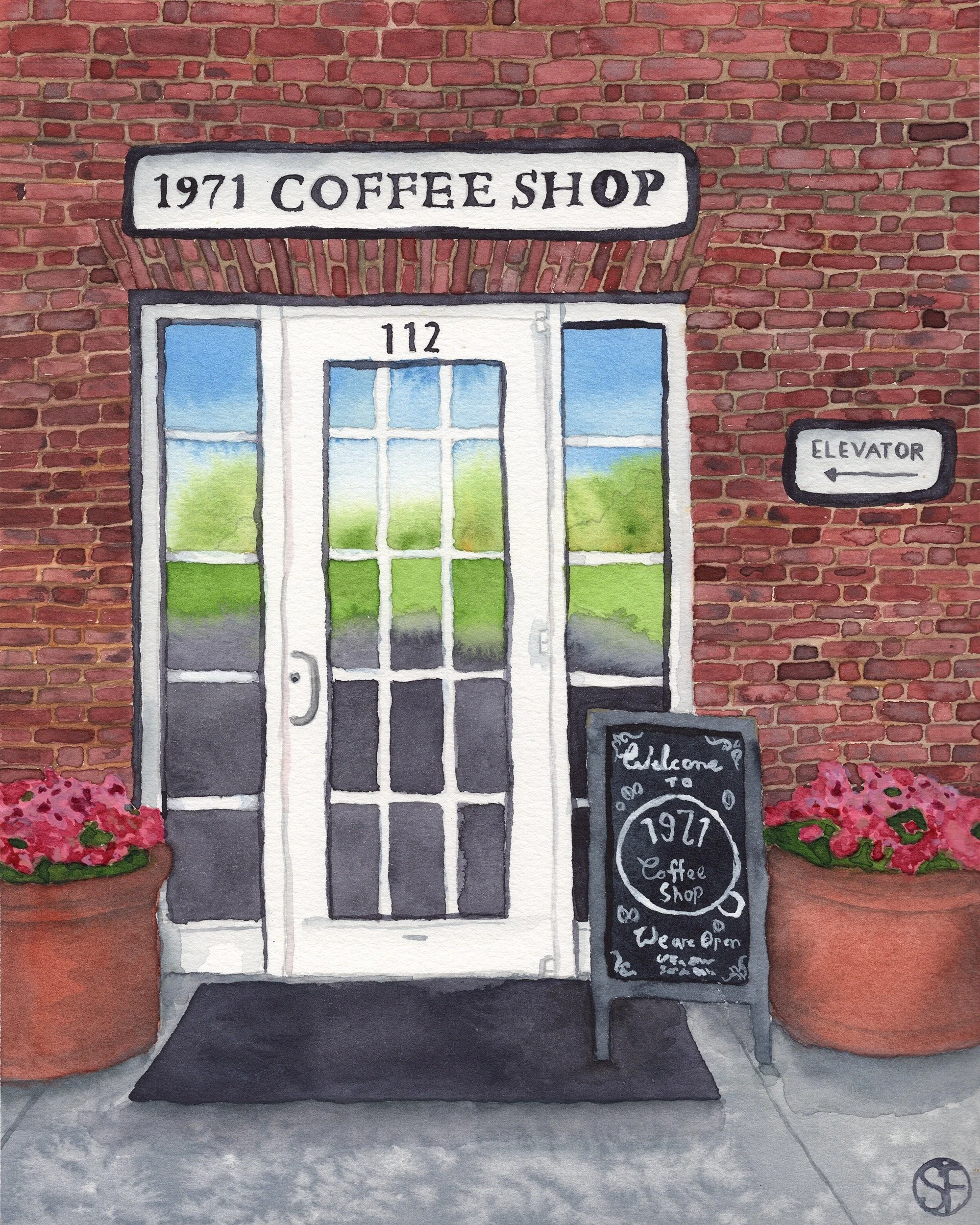 1971 Coffee Shop (@1971_coffeeshop)

This is my favorite coffee shop in town. It's been a while since I've painted a local landmark. When I saw these beautiful pink flowers outside of the coffee shop recently, I knew I wanted to paint it.

If you're 