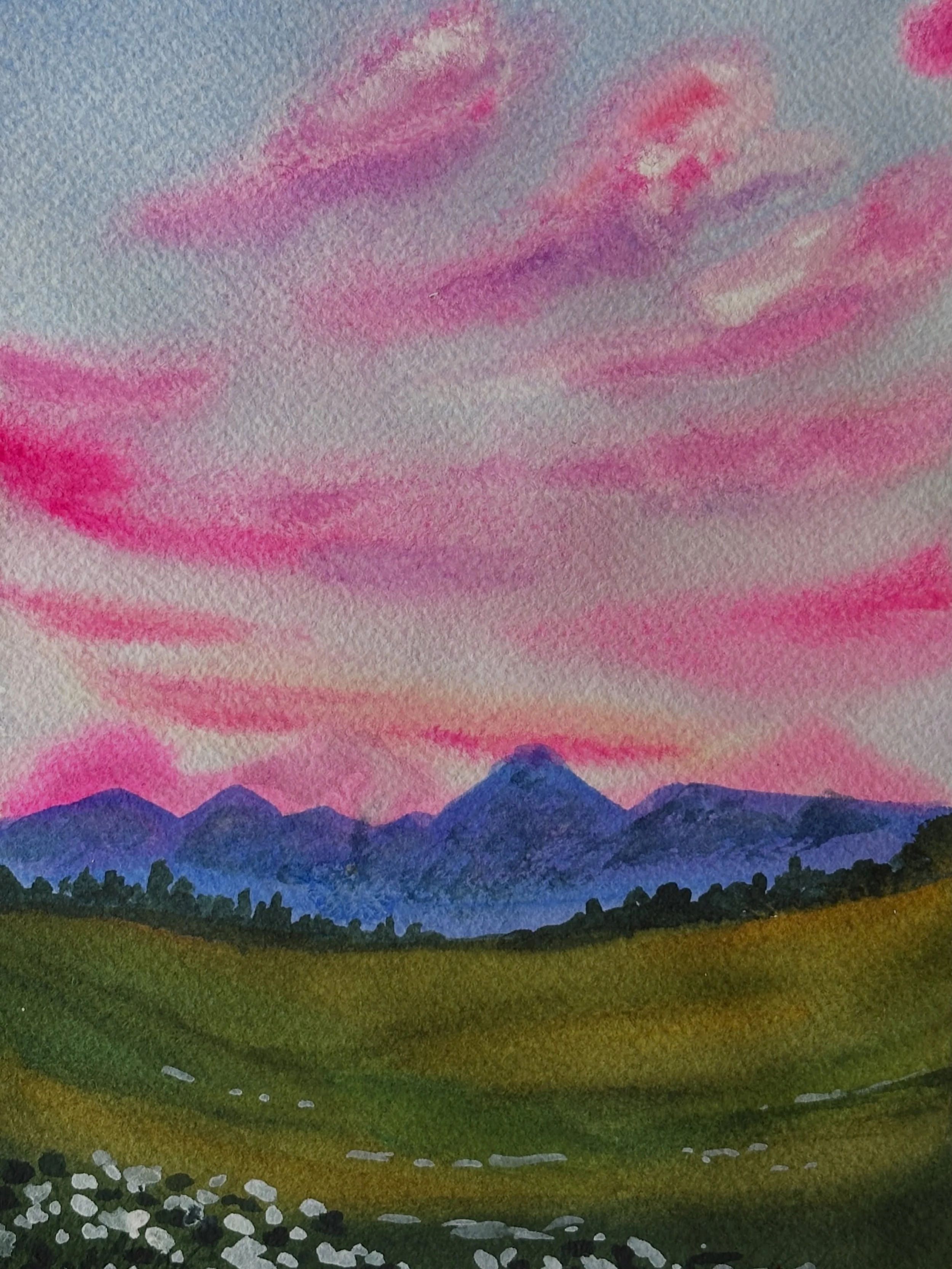 I painted the singing mountain landscape tutorial from @letsgomakeart. 

#letsmakeart #letsmakeartwatercolor #watercolor #watercolorpainting