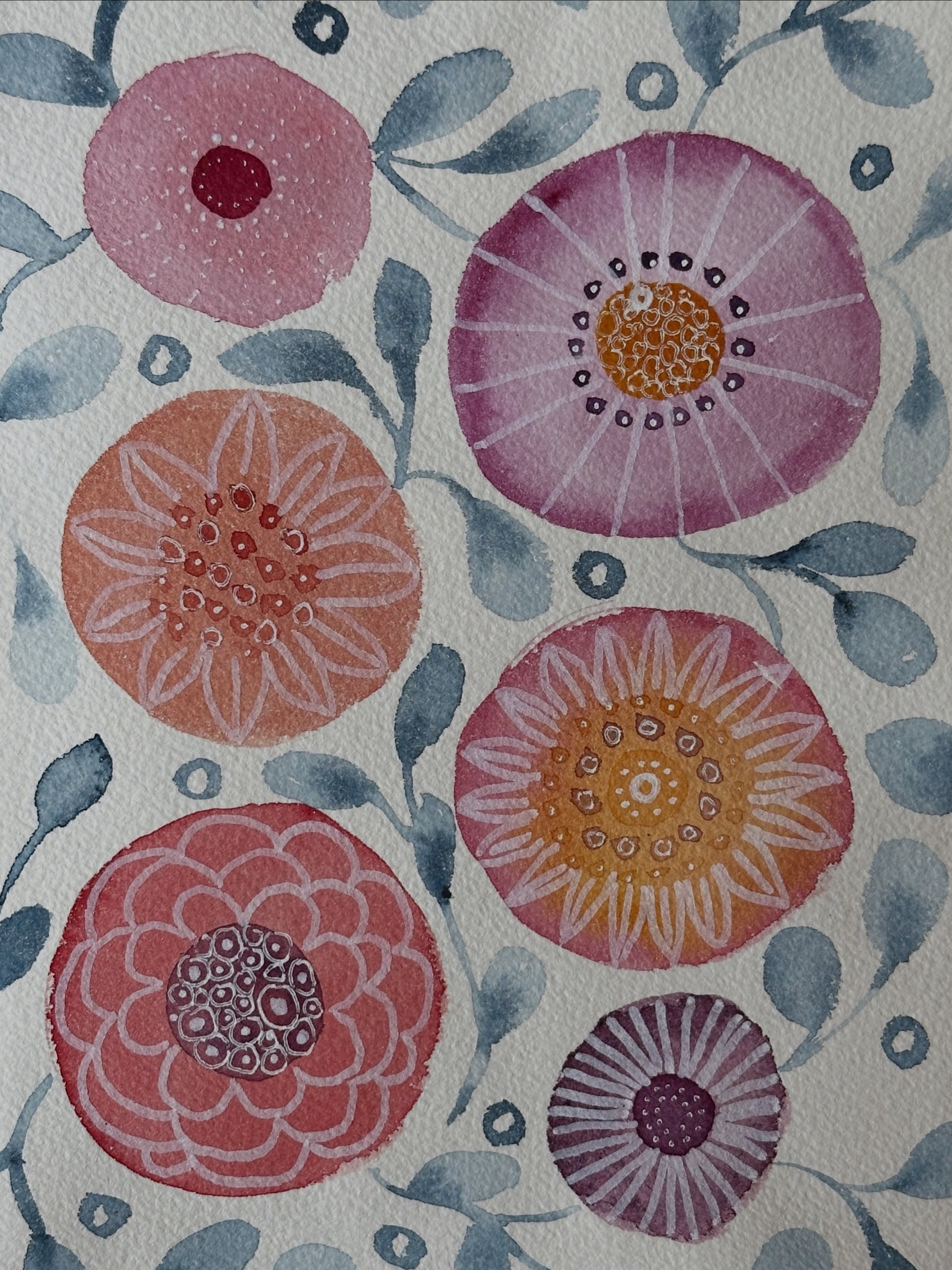 I painted the stylized flowers project from the book Creative Abstract Watercolor. 

#letsmakeart #letsmakeartwatercolor #watercolor #watercolorpainting