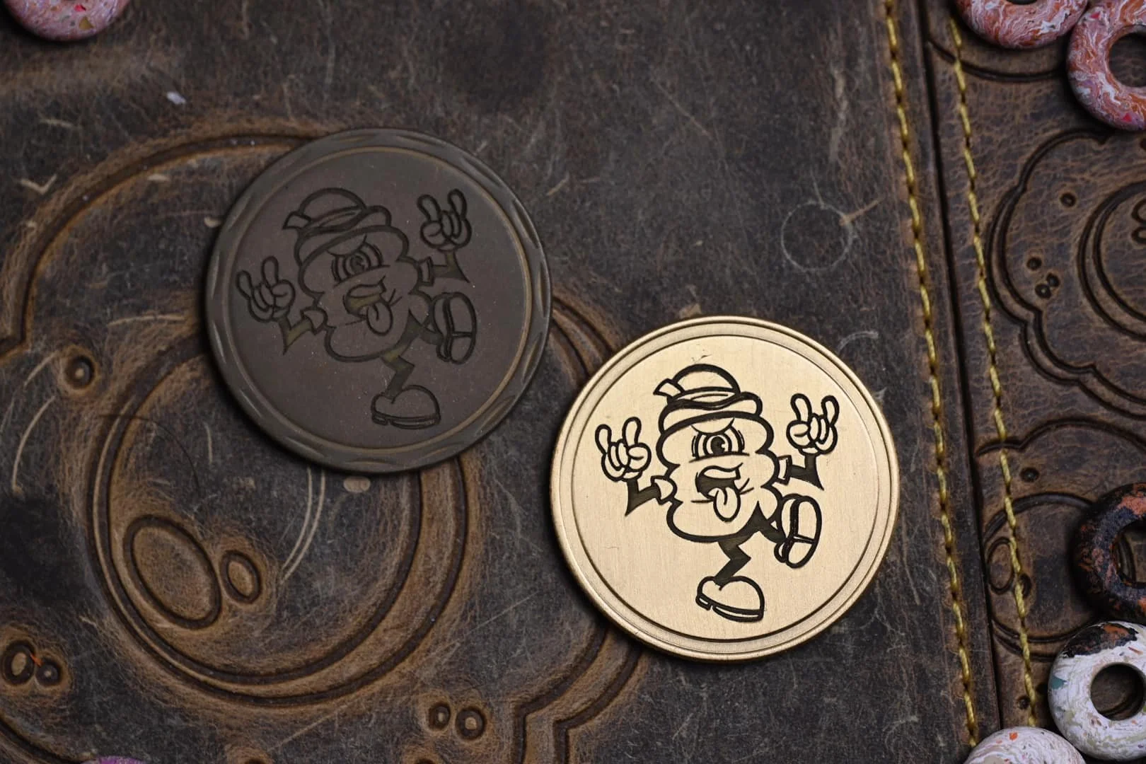 Cheerio Man Brass Coins