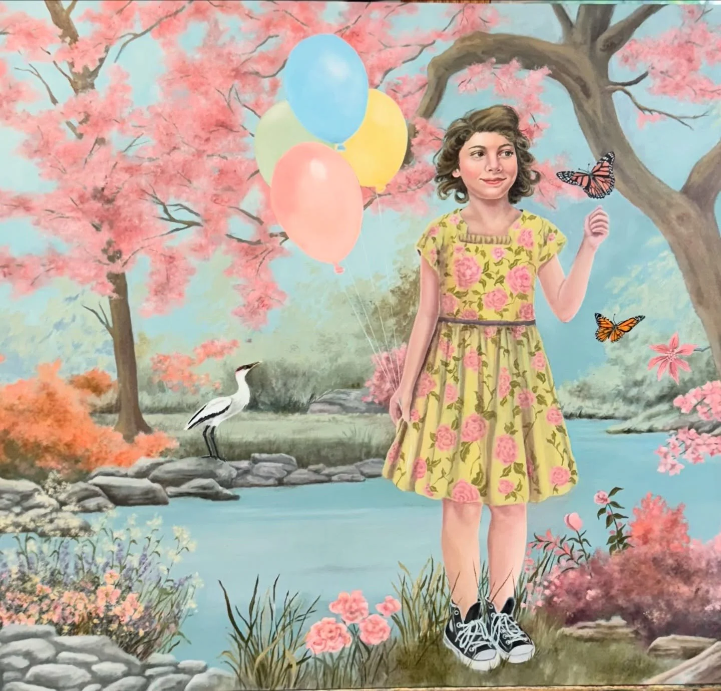 Can you see the world through her eyes&mdash;where every butterfly holds magic and balloons carry wishes to the sky? In this painting a young girl exists in a moment of pure childhood wonder, free to explore the beauty that should have been her birth