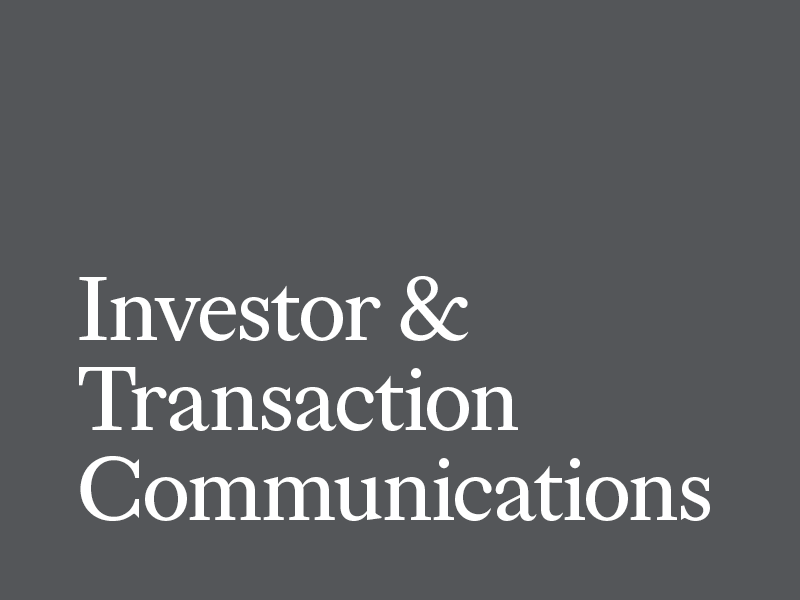 Investor and transaction communications