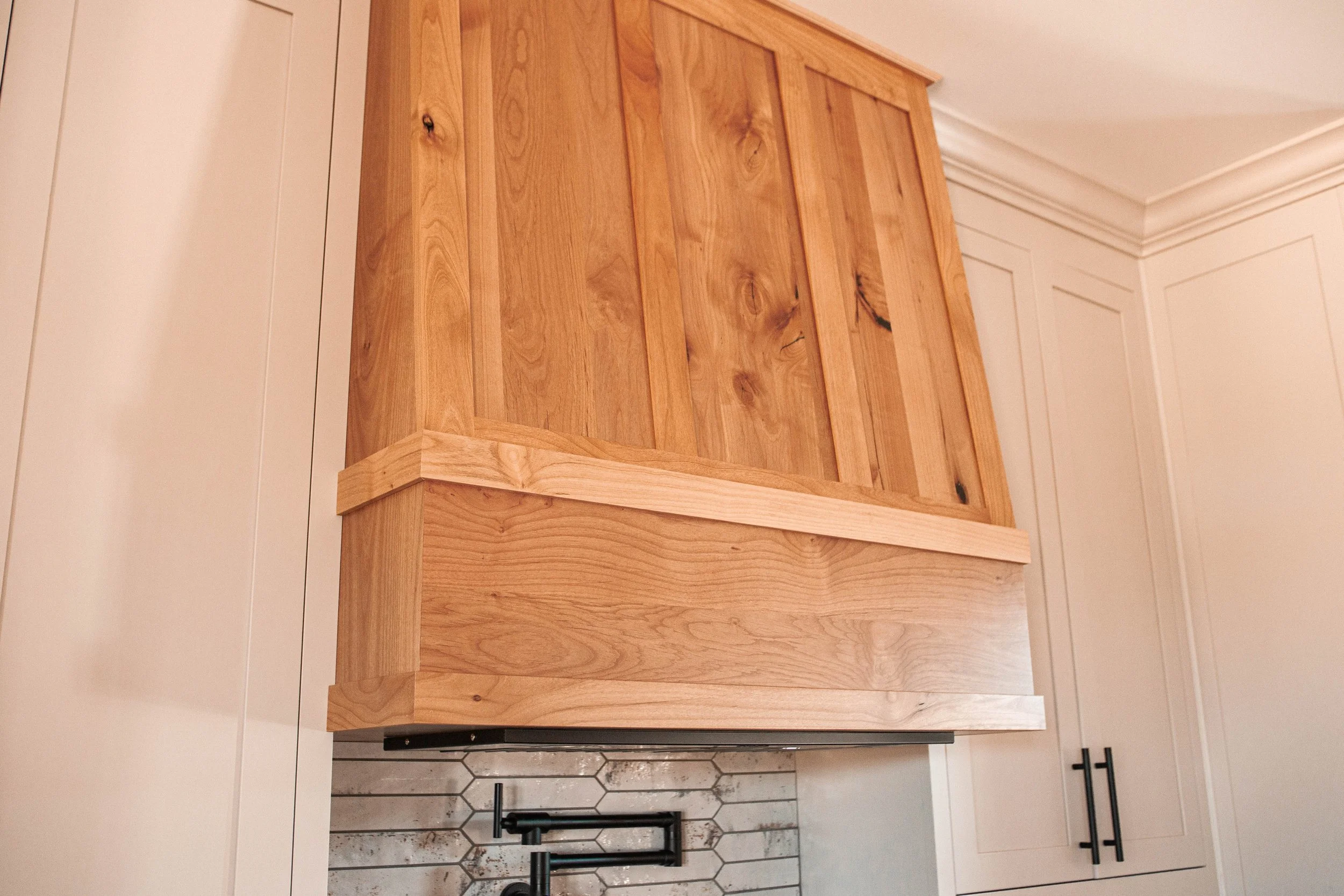 Alder solid-wood custom Range Hood.