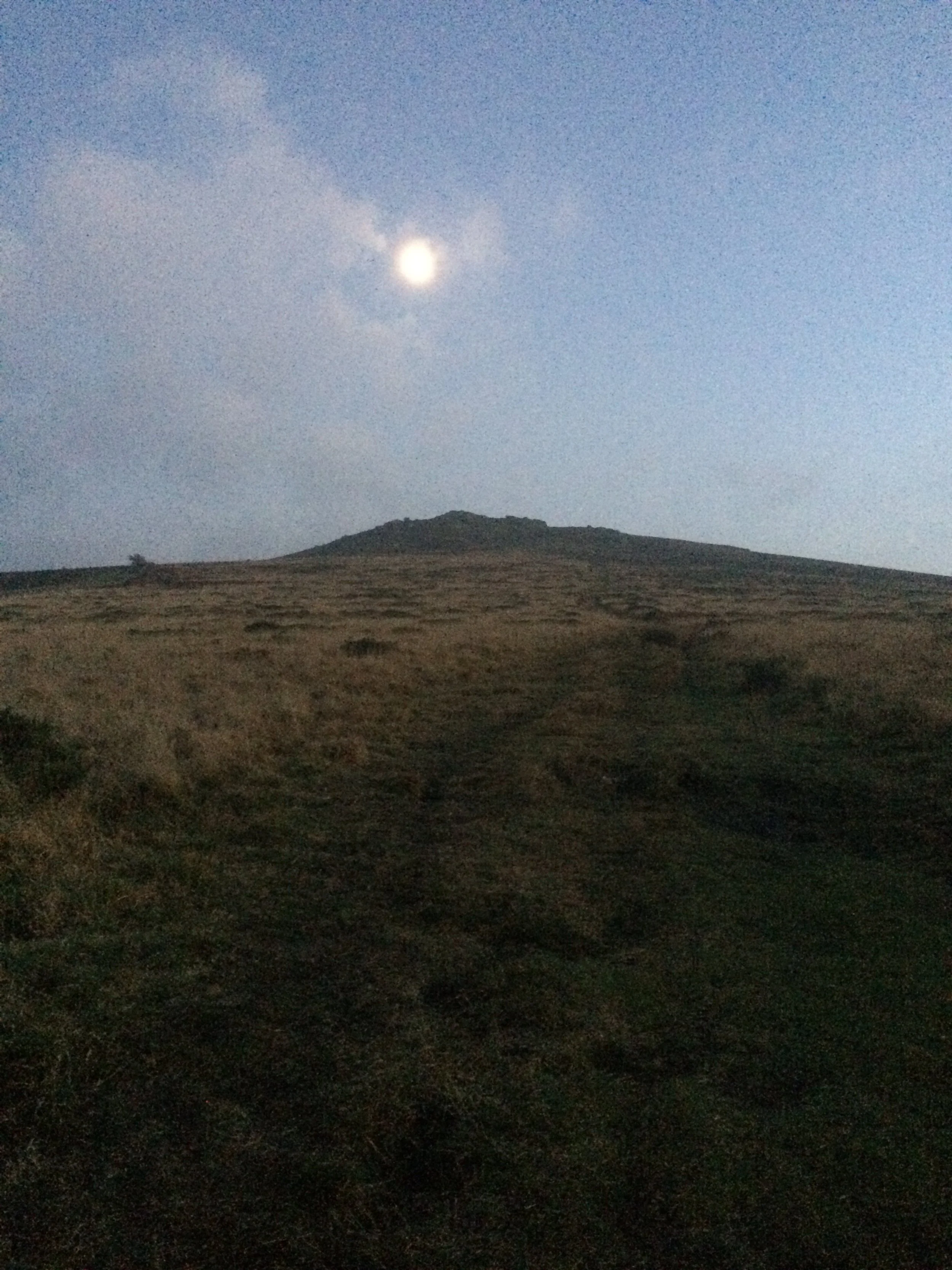 Moon above Rippon Tor