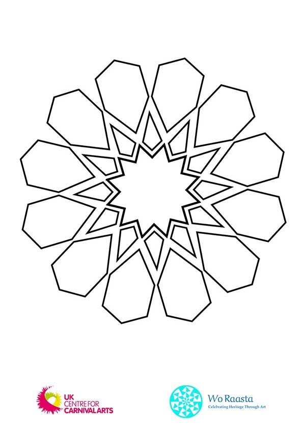 EID colouring sheet with pattern outline