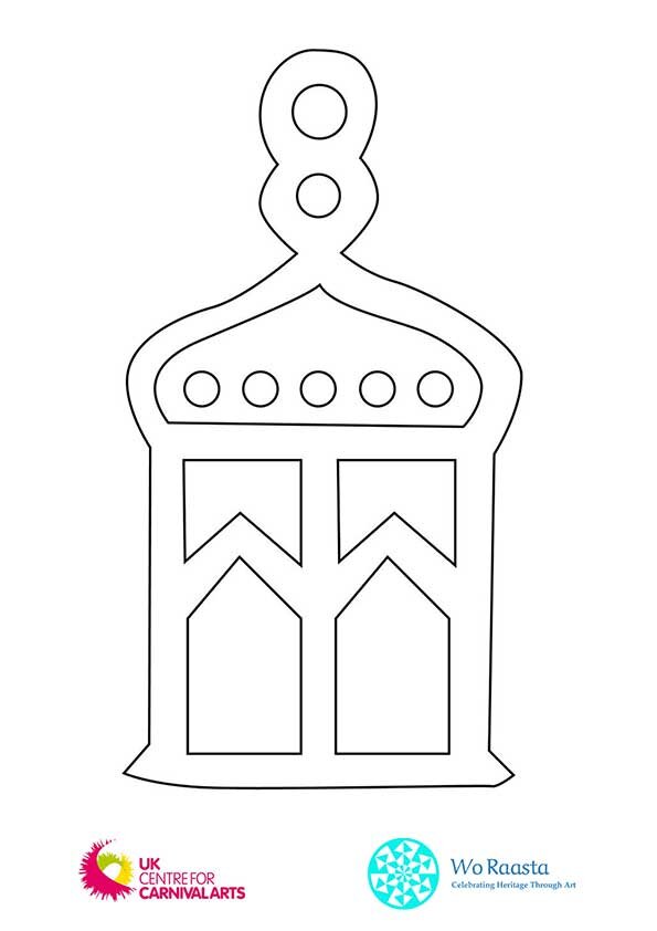 EID colouring sheet with lantern outline