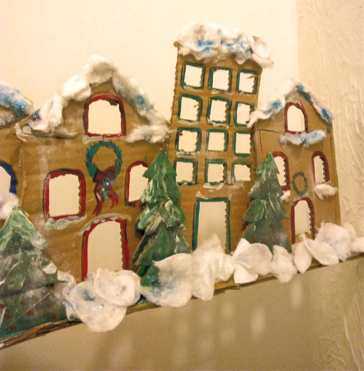 Houses and Christmas trees made from cardboard