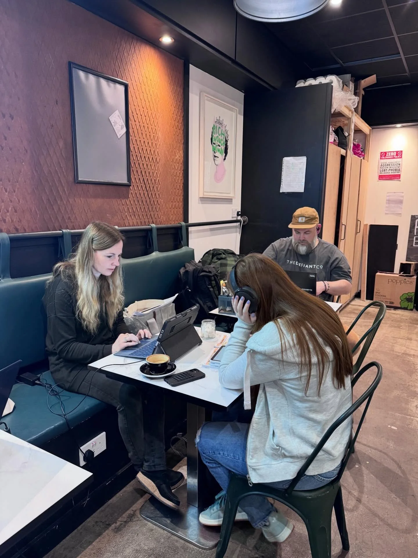 Raining outside ☔️ 🙄 

If you need a change of scene, we&rsquo;ve got the warmth, free WiFi, plenty of hot drinks and proper lunch.
There&rsquo;s also the lunch deal. Sandwich and a drink for &pound;10.

Come sit for a bit. We&rsquo;ll keep you fed 