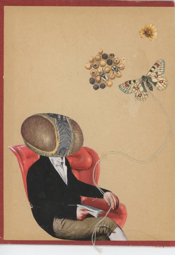 On A Leash, 2019.
Vintage Paper on Vintage Book Board.