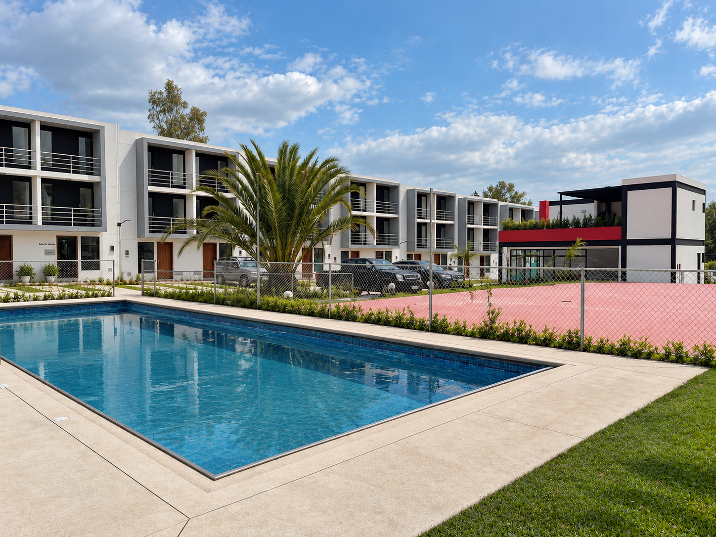 Complejo residencial moderno con piscina.png