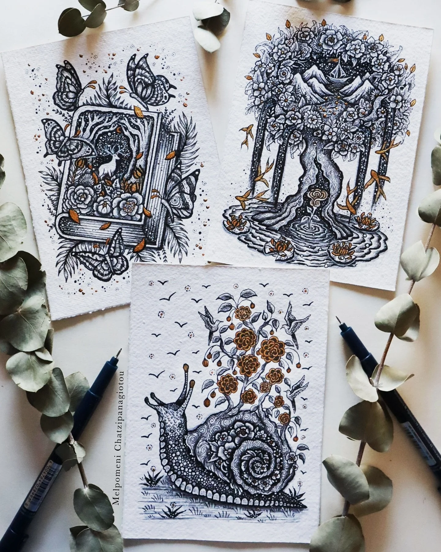 All three artworks that will be on display at @gallerynucleus for the gallery exhibition &ldquo;Power In Numbers&rdquo;, June 28th - July 6th, 2025

Size of the artworks is postcard size 5x7 inches, hand drawn with pens and mixed media materials on h