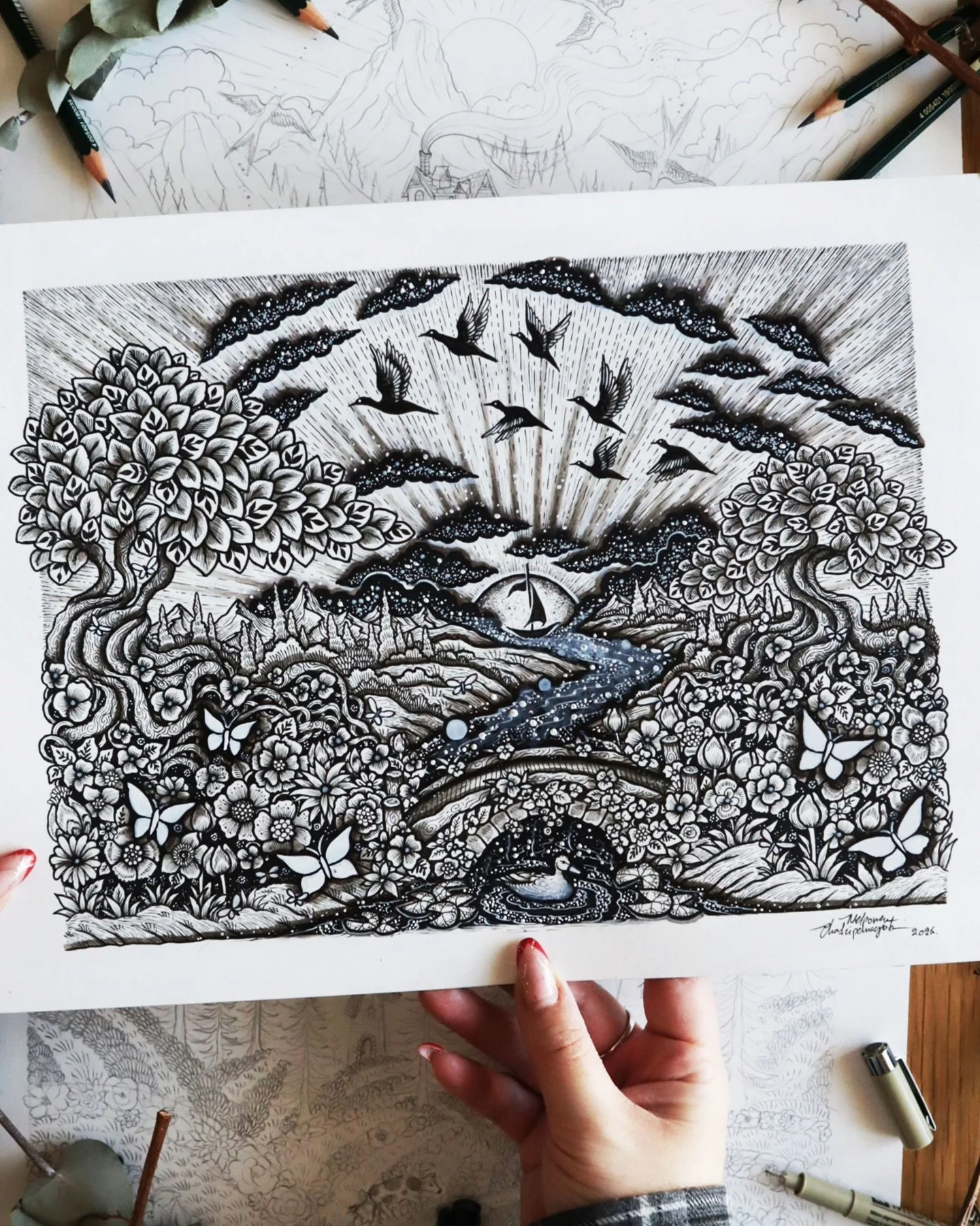 &ldquo;By the River&rdquo; Between the flowering fields and the flowing river, there is quiet to be found, and peace.

1/3 Countryside series, this is part one of three. 

Art prints from this work are available in my shop menisart.etsy.com 

#countr