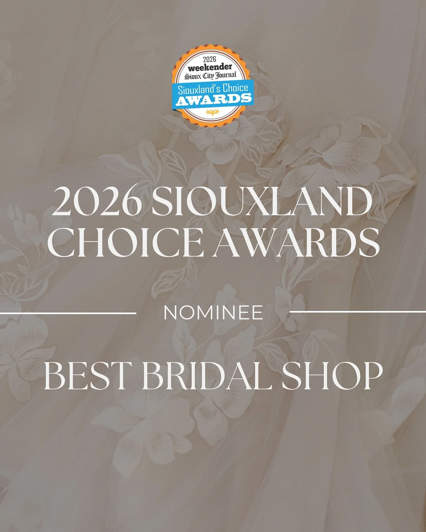 Haus of Ivory has been nominated for BEST BRIDAL SHOP 🥳 

The 2026 Best of Siouxland Choice Awards are here and we cannot thank the people of the Siouxland area enough for nominating our store for the Best Bridal Shop! 

🗳️ Now it is time to VOTE! 