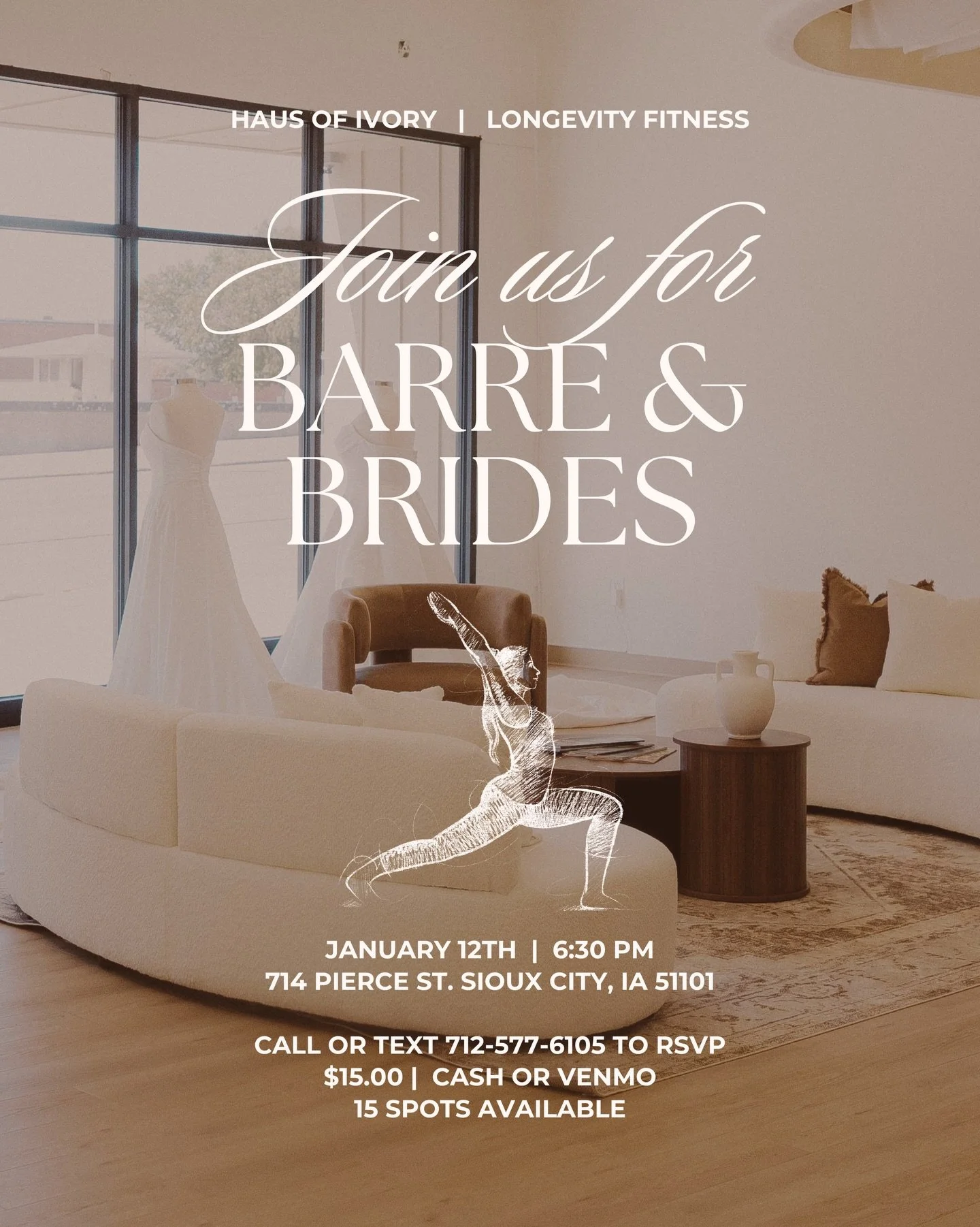 BARRE &amp; BRIDES 💌 

A special collaboration with @fitnessforlongevity focused on movement, community, and creating space for new friendships, hosted inside @hausofivory.bc 🤍

🗓️ January 12th @ 6:30 PM &mdash; Spots are limited, so make sure to 