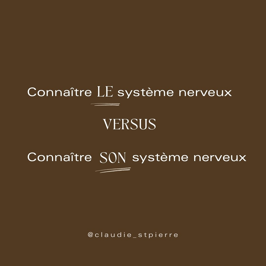 ❗️Il y a une diff&eacute;rence entre s&rsquo;informer sur le syst&egrave;me nerveux et &ecirc;tre en contact avec son propre syst&egrave;me nerveux, son corps, ses blessures, son bagage et ses traumatismes.

👉 Bien que j&rsquo;aborde la sant&eacute;